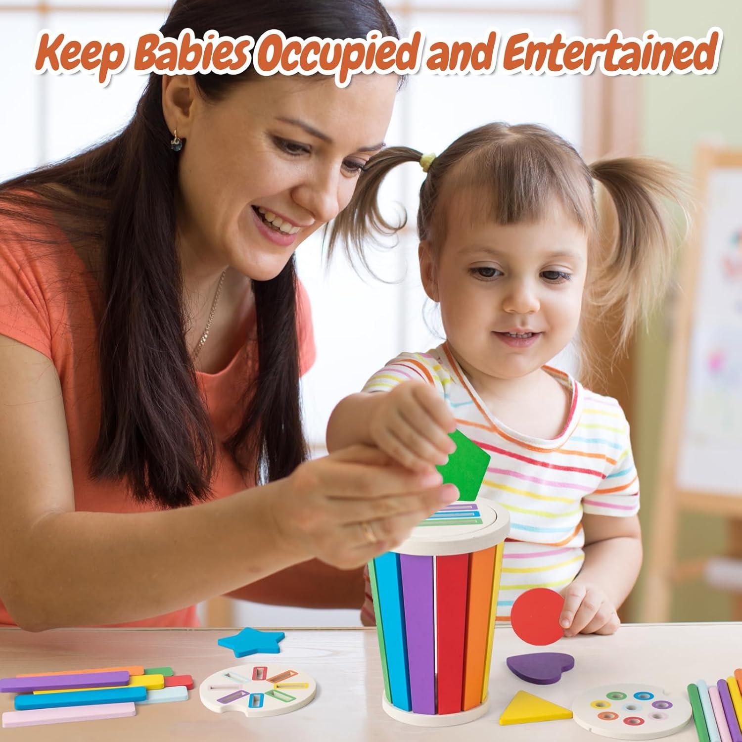 Juguetes Montessori de Madera para Niños 1-3 Años - Aprendizaje