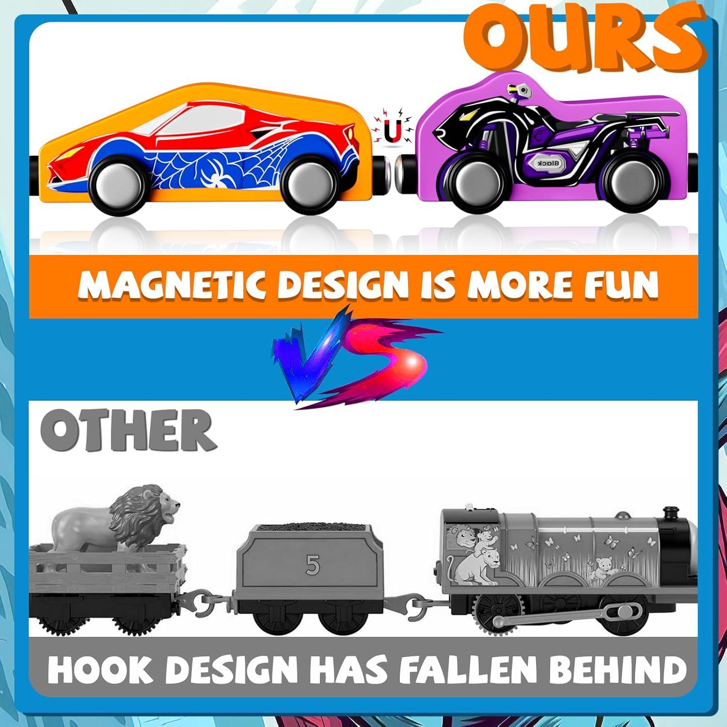 Set de 11 Coches Magnéticos de Madera Amiabling para Niños