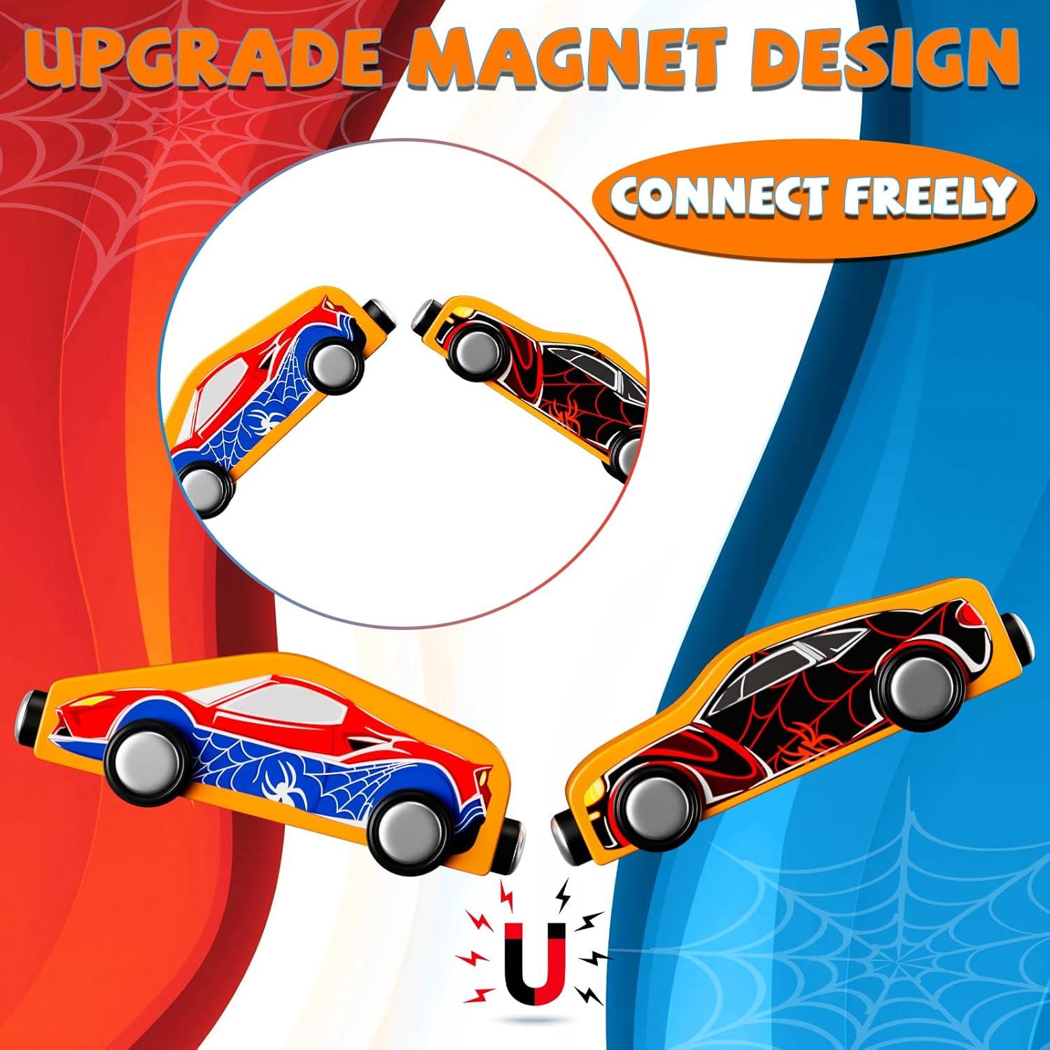 Set de 11 Coches Magnéticos de Madera Amiabling para Niños