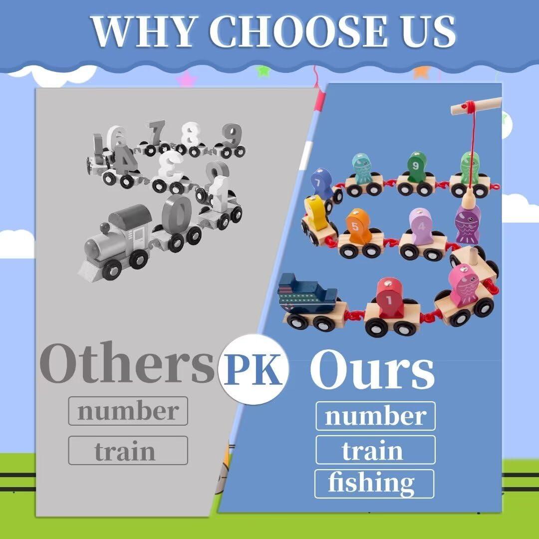 Juego de Pesca Magnético de Números de Madera CleCoCenCir