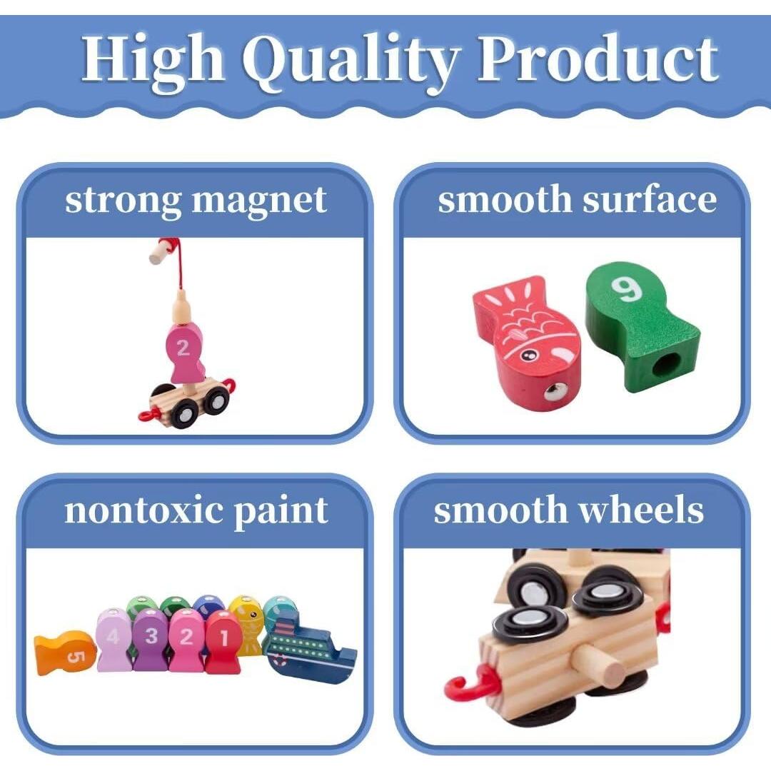 Juego de Pesca Magnético de Números de Madera CleCoCenCir