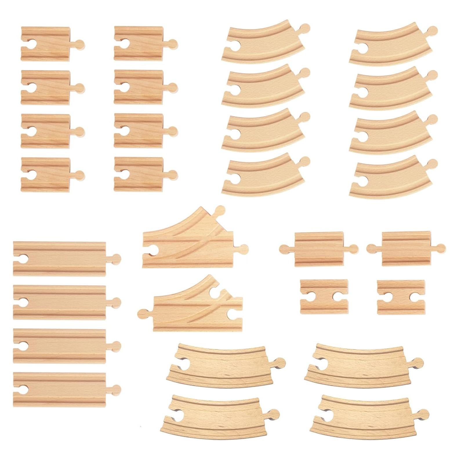 Pista de Tren de Madera MUYUTOY 30 Piezas Compatible con Thomas