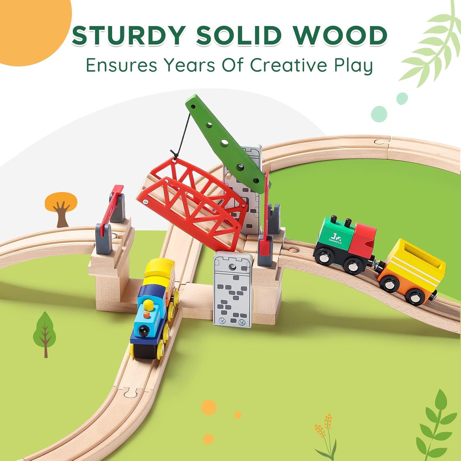 Juego de Tren de Madera SainSmart Jr. con Puente Elevador