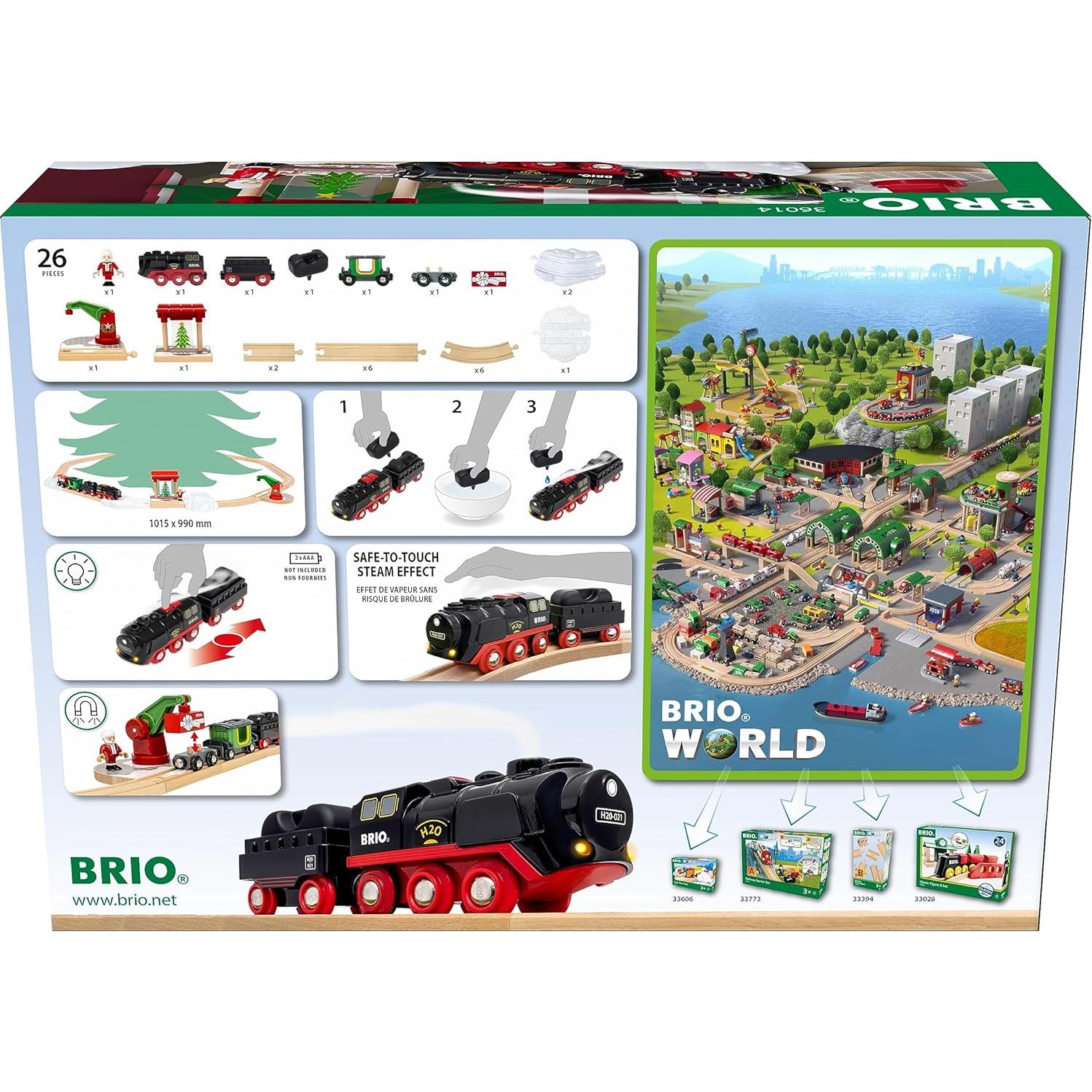 Tren de Vapor Navideño BRIO World 27 Piezas para Niños 3+
