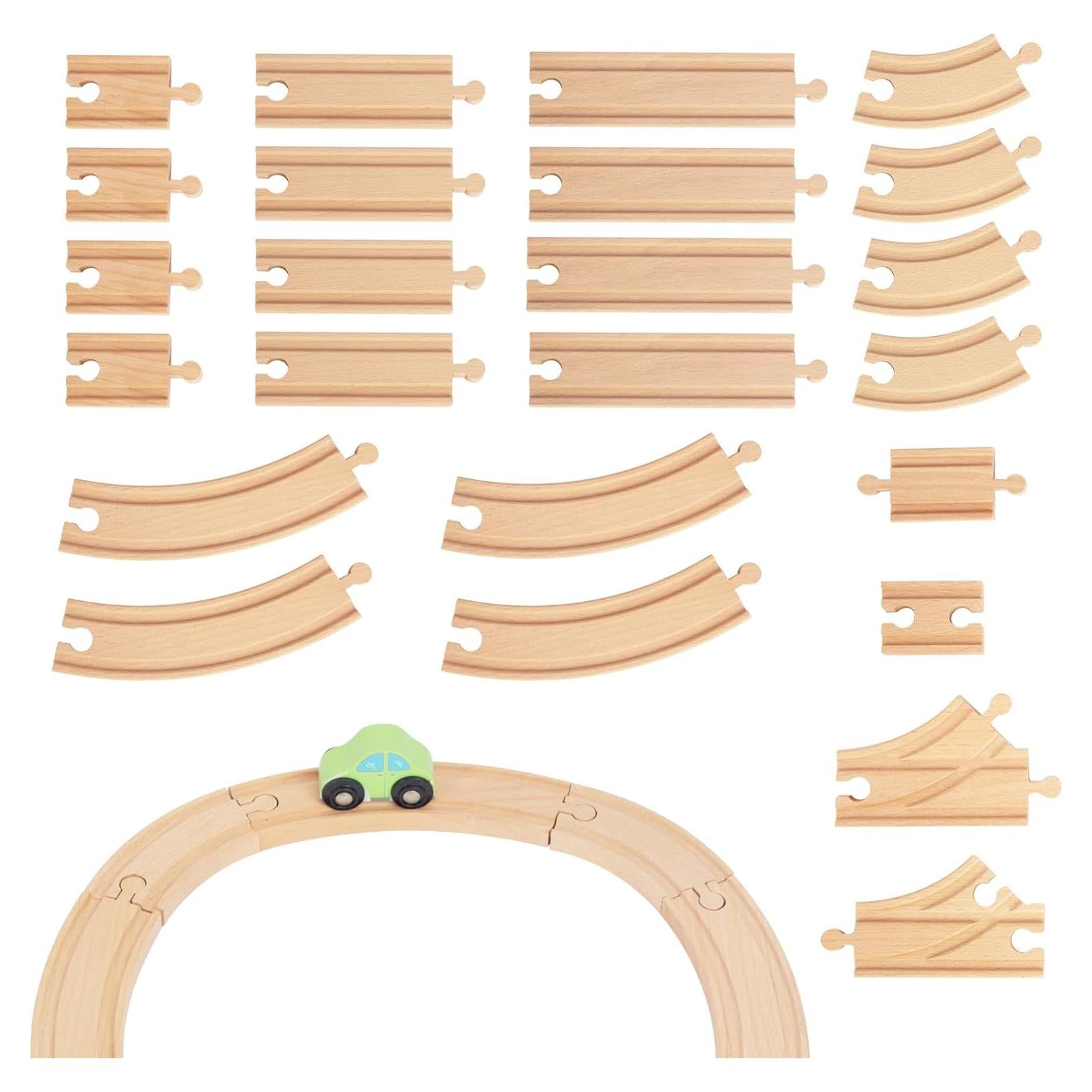 Juego de Pistas de Tren de Madera WoodenEdu 24 Piezas