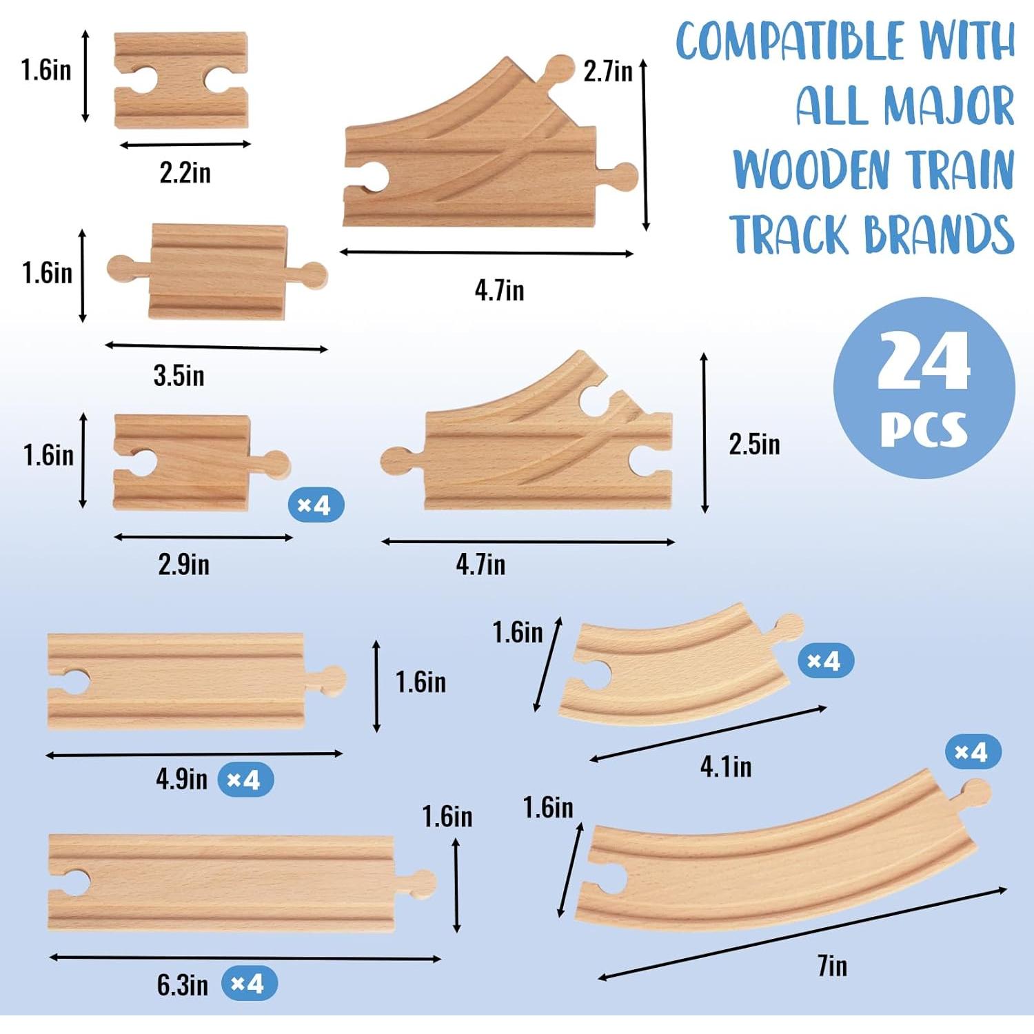 Juego de Pistas de Tren de Madera WoodenEdu 24 Piezas