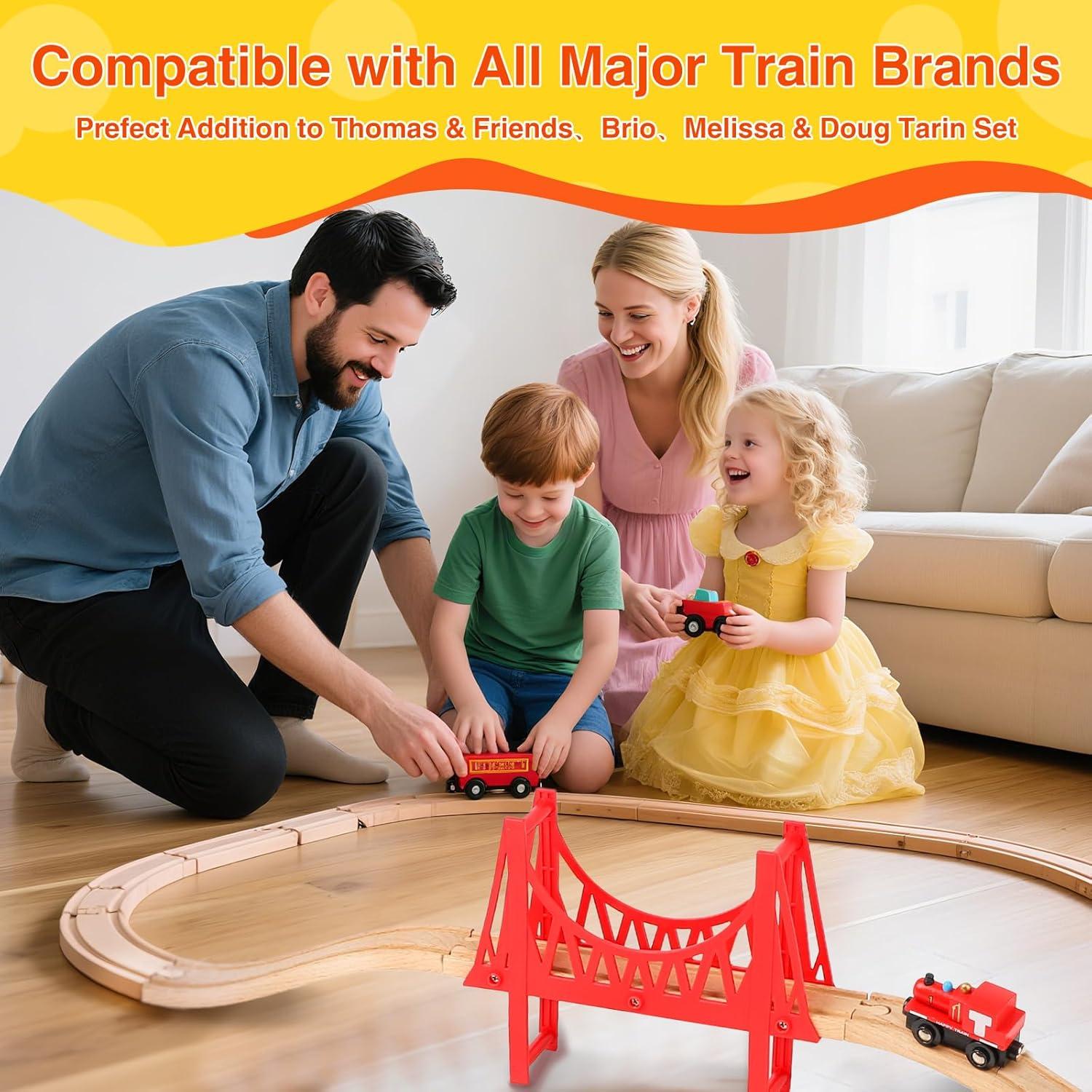 Juego de Pistas de Tren de Madera WudBudz 60 Piezas 100% Compatible