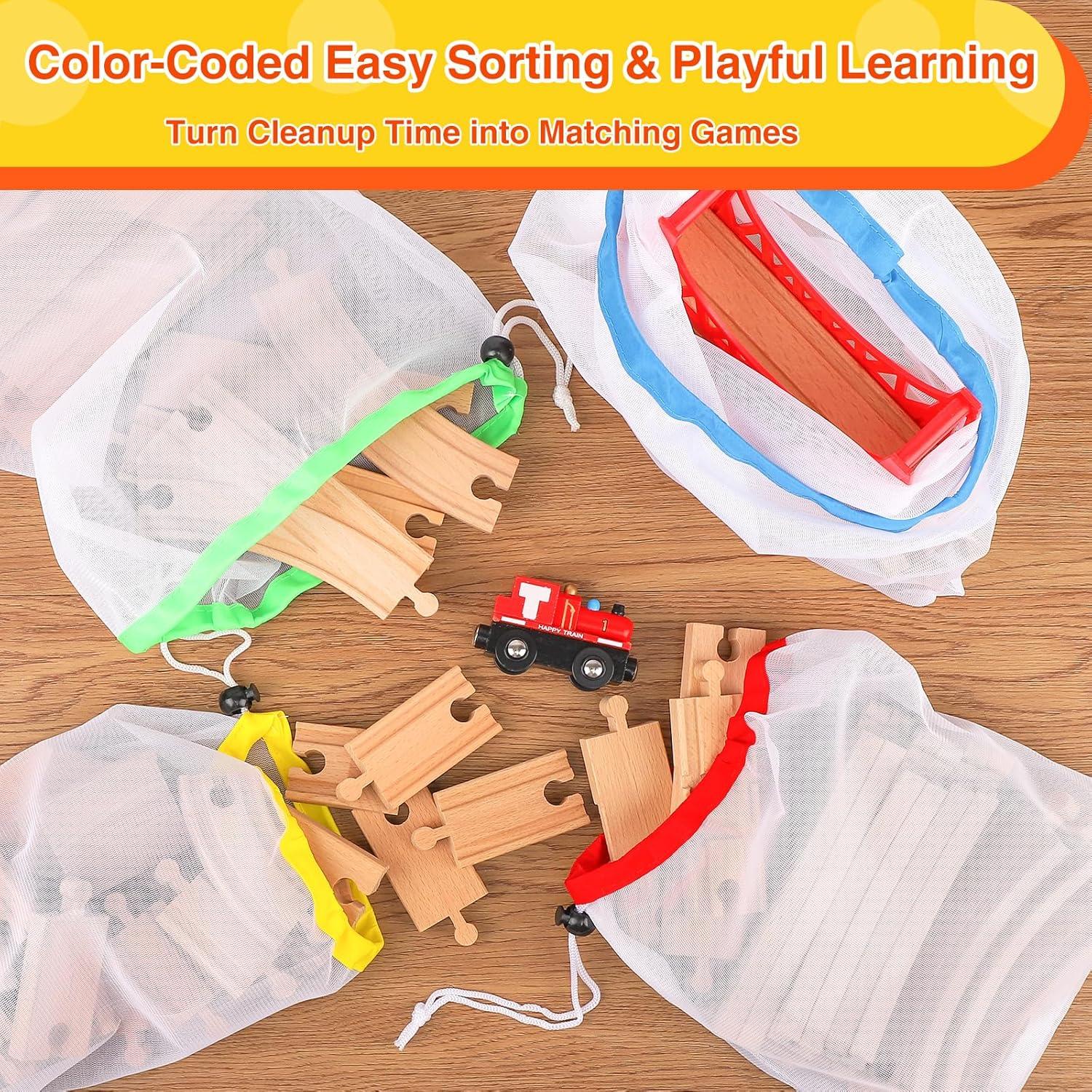 Juego de Pistas de Tren de Madera WudBudz 60 Piezas 100% Compatible