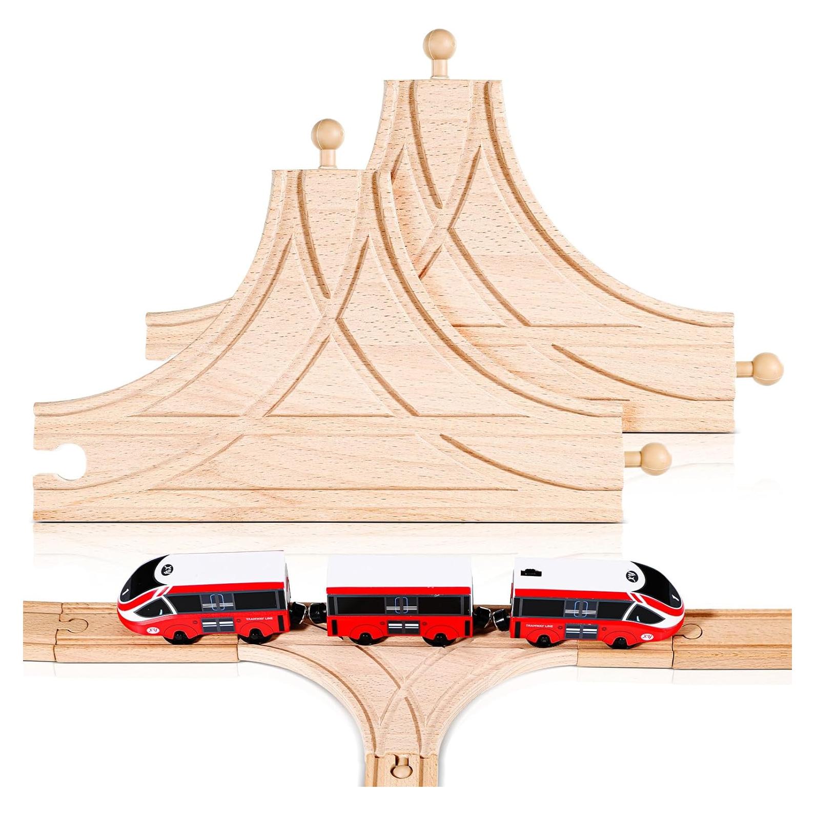 Conjunto de 2 Pistas T de Madera Foilswirl para Trenes