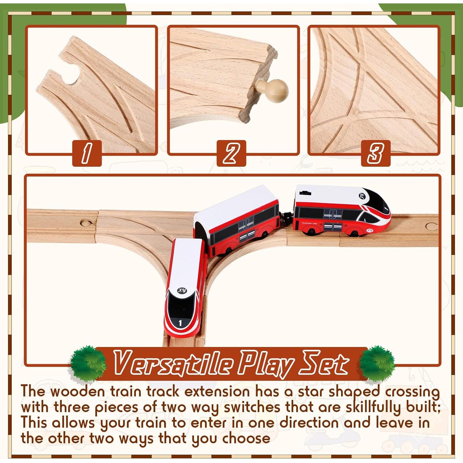 Conjunto de 2 Pistas T de Madera Foilswirl para Trenes