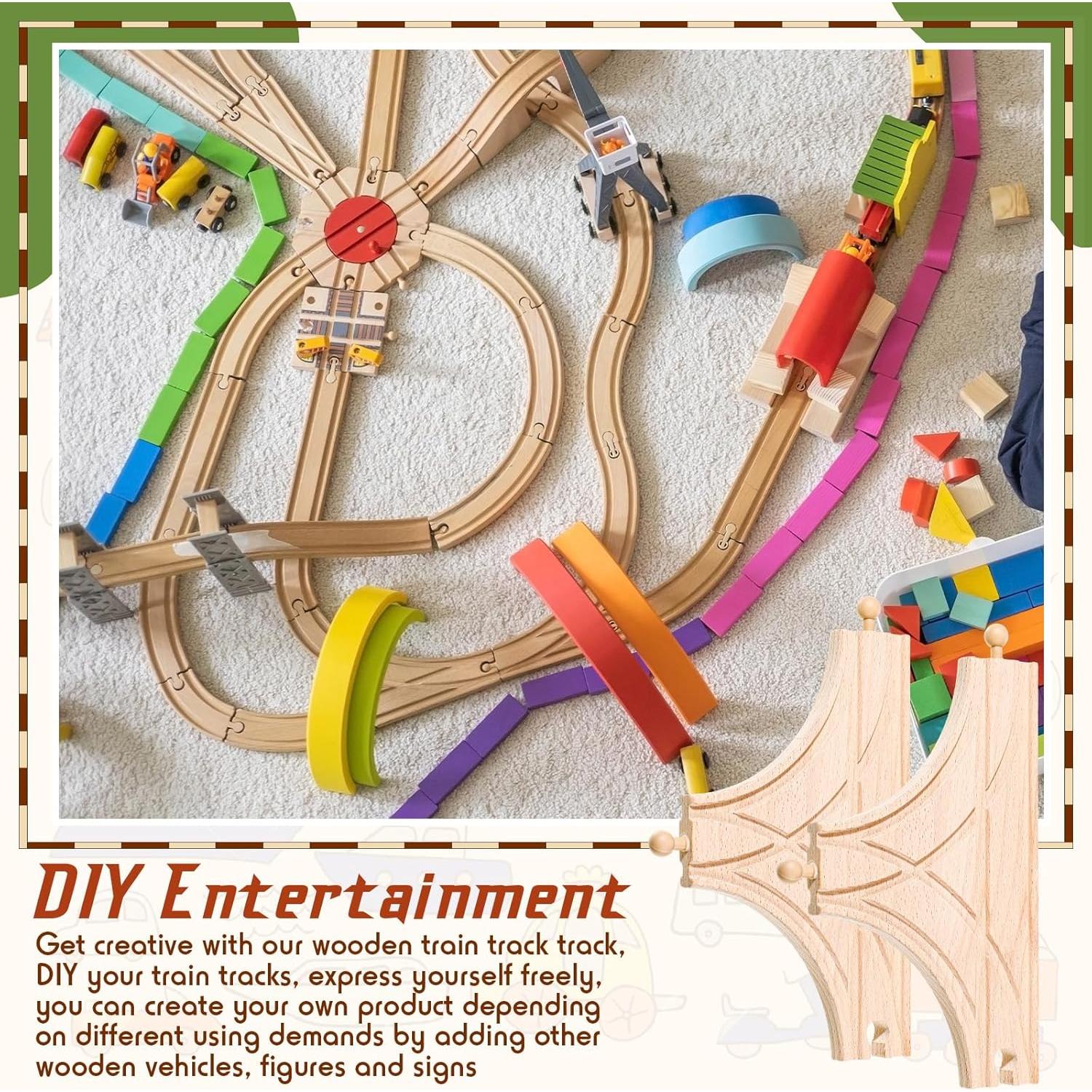 Conjunto de 2 Pistas T de Madera Foilswirl para Trenes