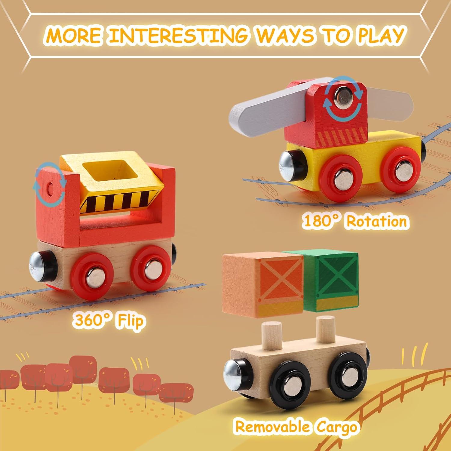 Juego de Tren de Madera SainSmart Jr. 12 PCS - Educativo y Seguro