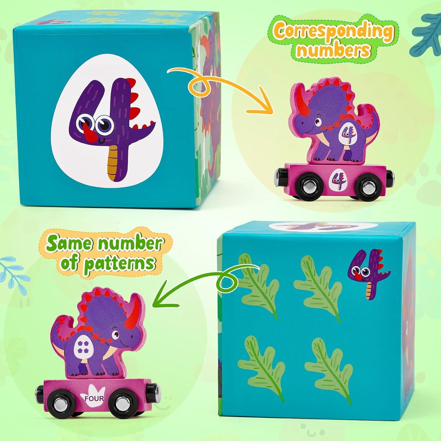 Juguete de Clasificación y Apilamiento Toyssa - Dinosaurios de Madera