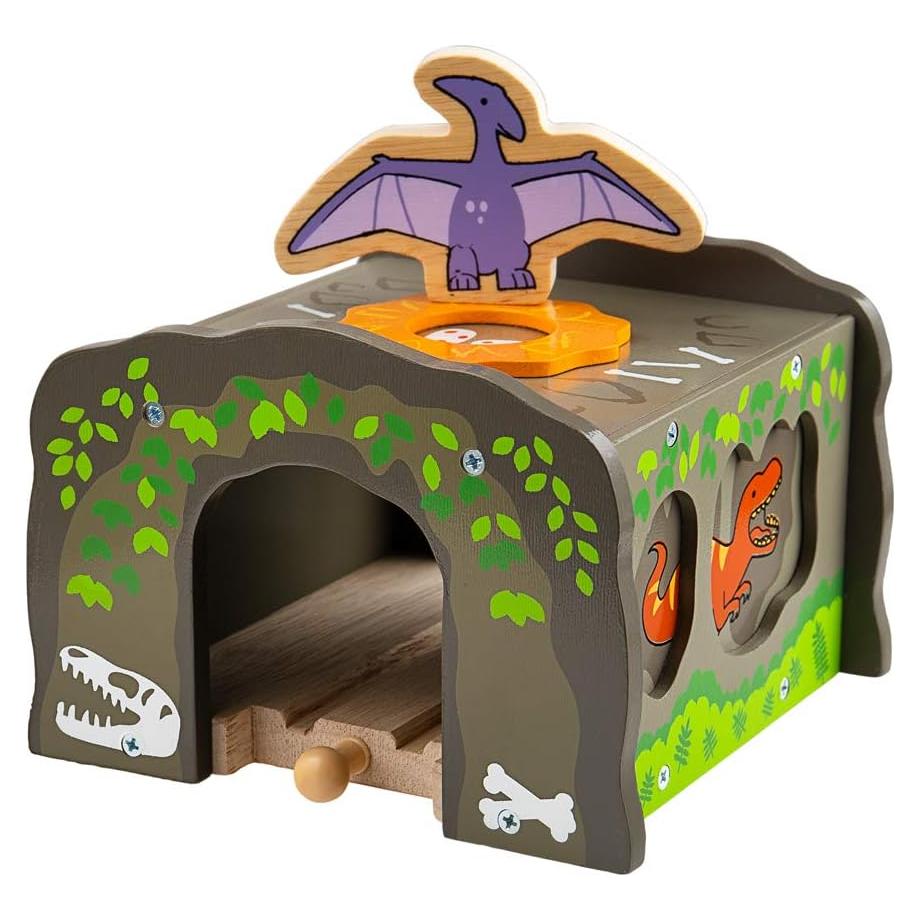 Túnel de Dinosaurio T-Rex Bigjigs - Accesorio de Tren de Madera 9.5 cm