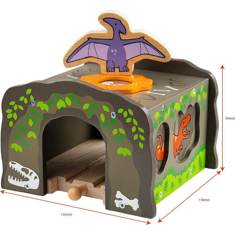 Túnel de Dinosaurio T-Rex Bigjigs - Accesorio de Tren de Madera 9.5 cm
