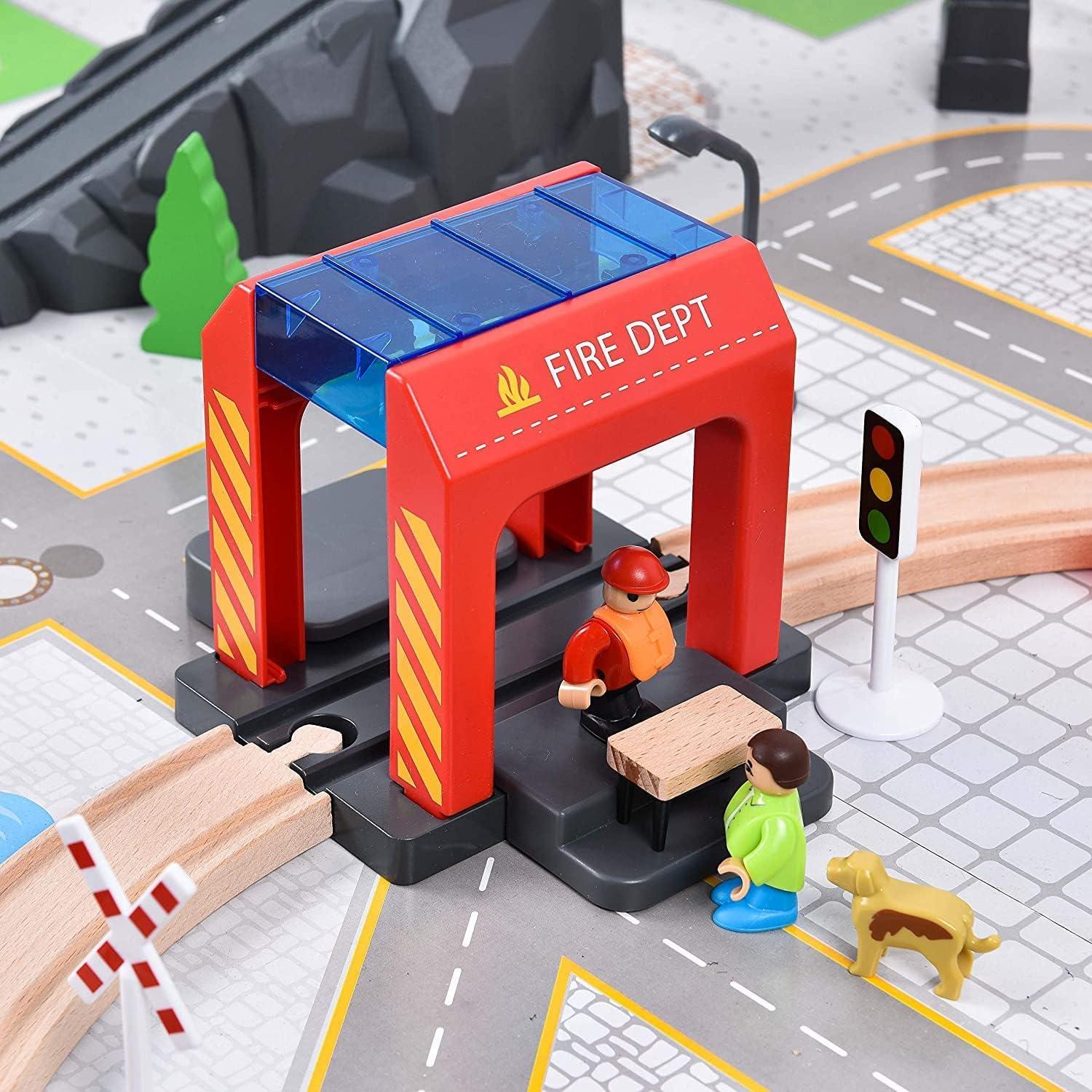 Conjunto de tren eléctrico de madera Goli Toys 72 piezas