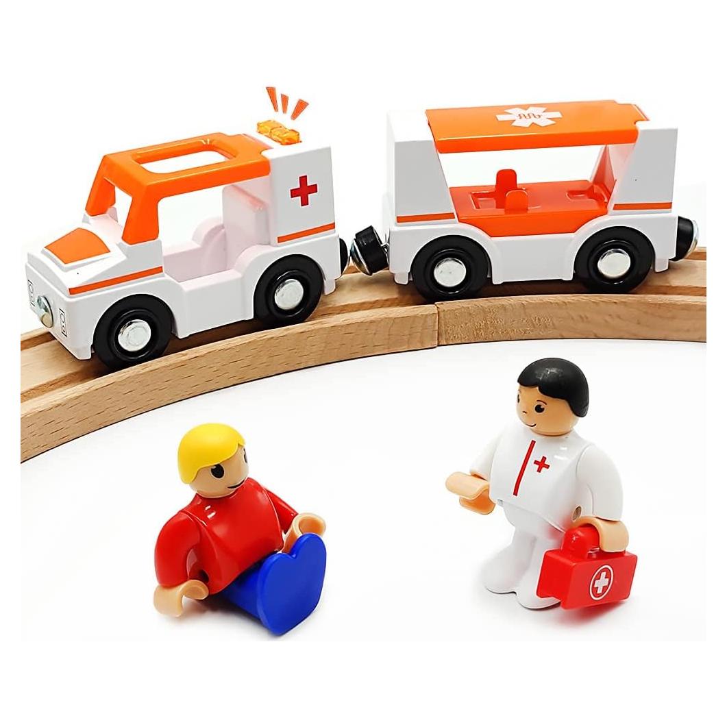 Juego de Trenes Magnéticos DSHMIXIA Ambulancia B con Luz y Sonido