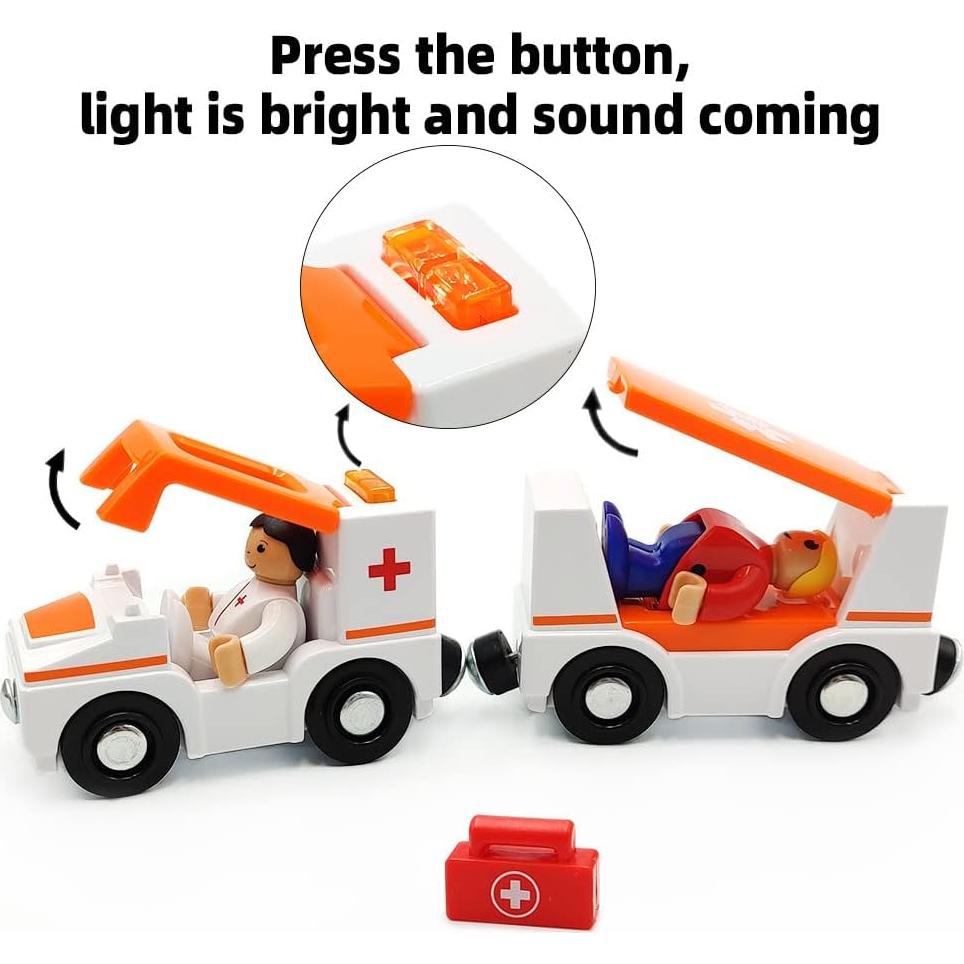 Juego de Trenes Magnéticos DSHMIXIA Ambulancia B con Luz y Sonido