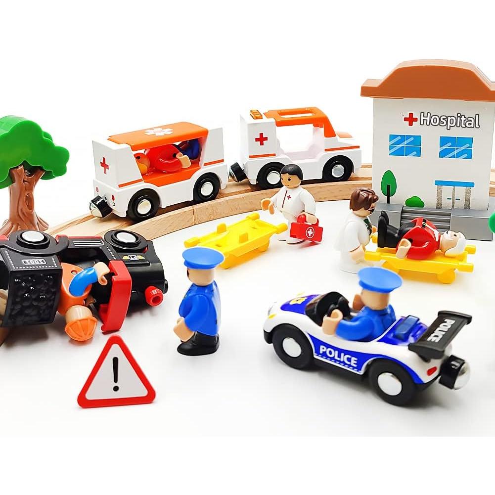 Juego de Trenes Magnéticos DSHMIXIA Ambulancia B con Luz y Sonido