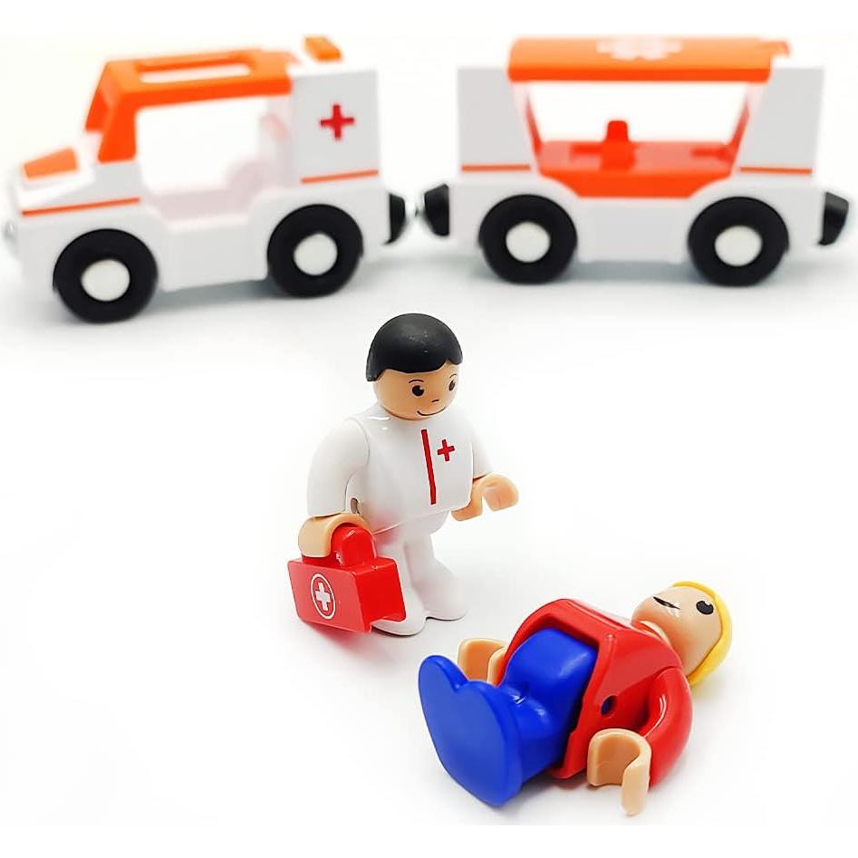 Juego de Trenes Magnéticos DSHMIXIA Ambulancia B con Luz y Sonido