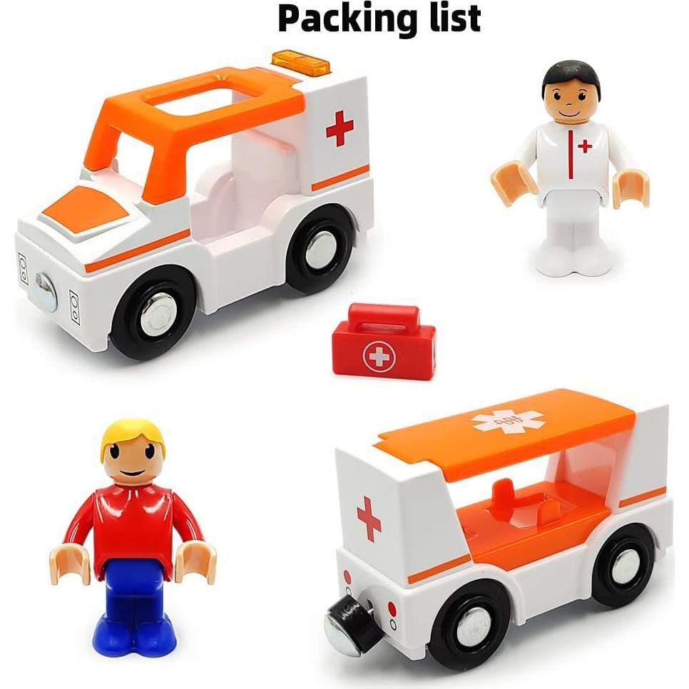 Juego de Trenes Magnéticos DSHMIXIA Ambulancia B con Luz y Sonido