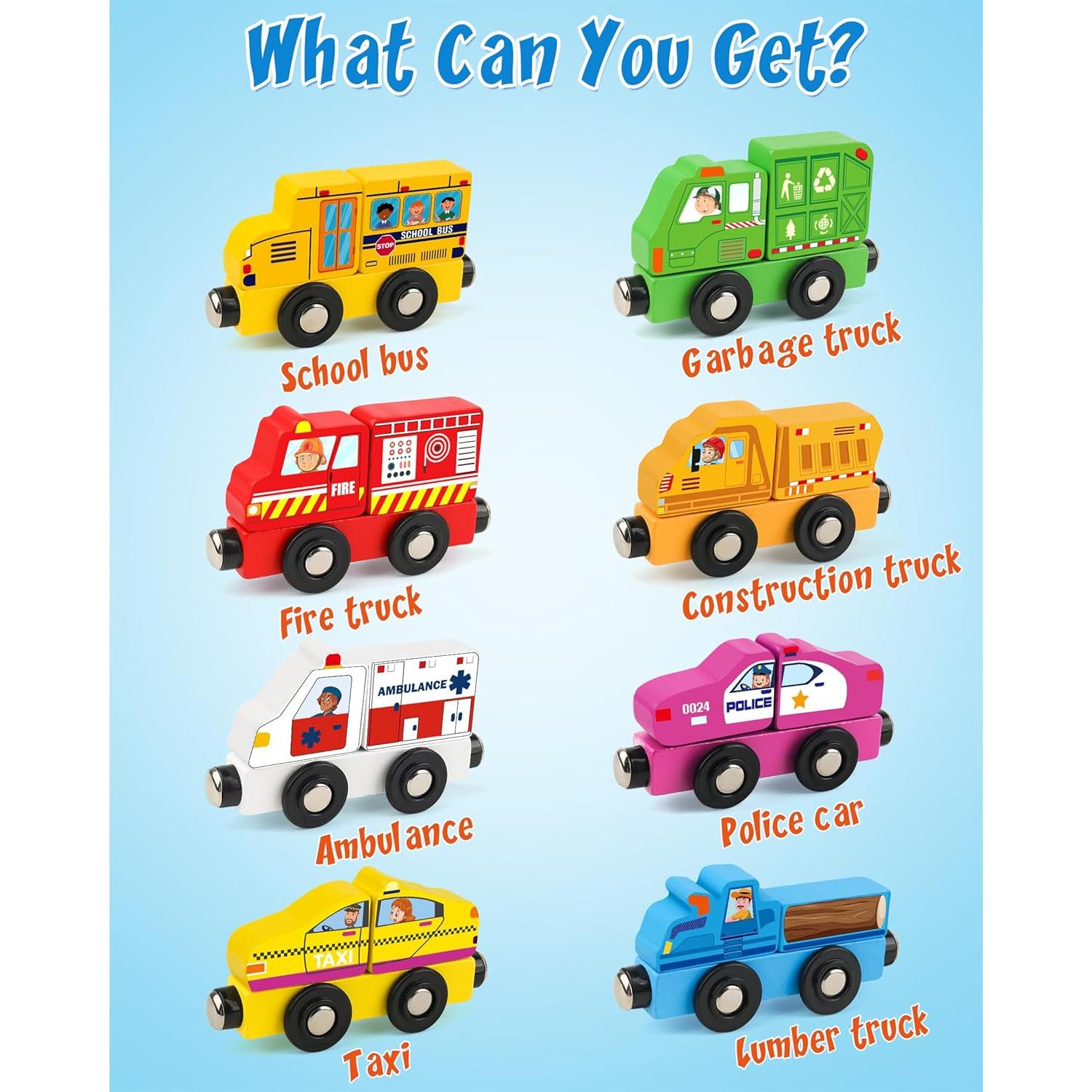 Juego de Trenes Magnéticos de Madera Helsort - 8 Piezas para Niños