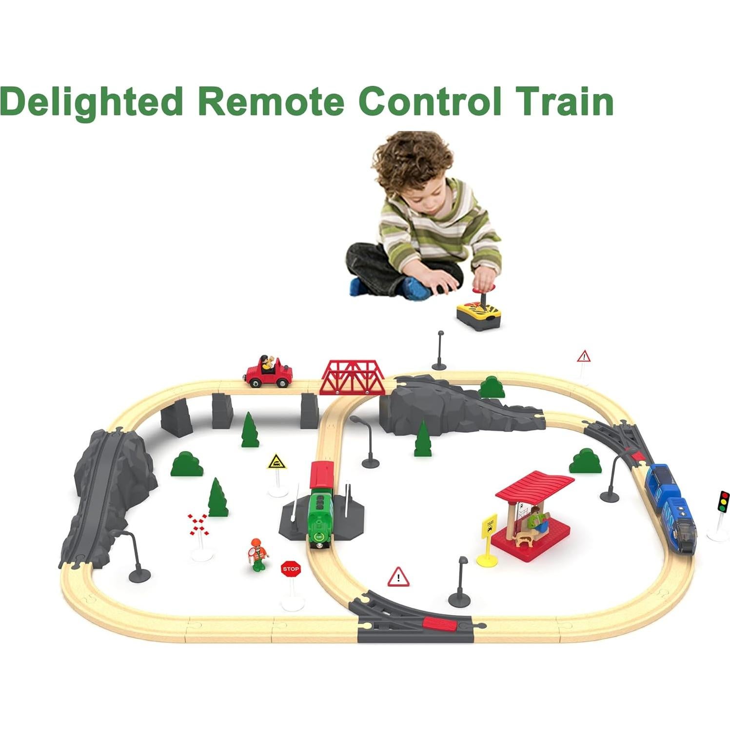 Tren de Madera a Control Remoto May & Z con Locomotora y Carga