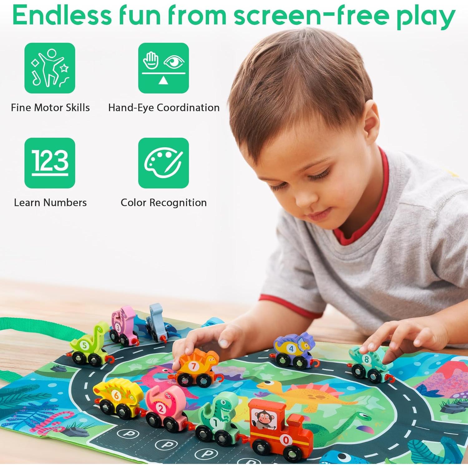 Juego de Tren de Dinosaurios de Madera ShenZhen 0.49 kg