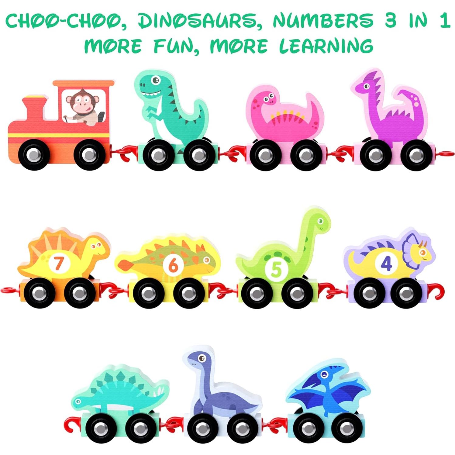 Juego de Tren de Dinosaurios de Madera ShenZhen 0.49 kg