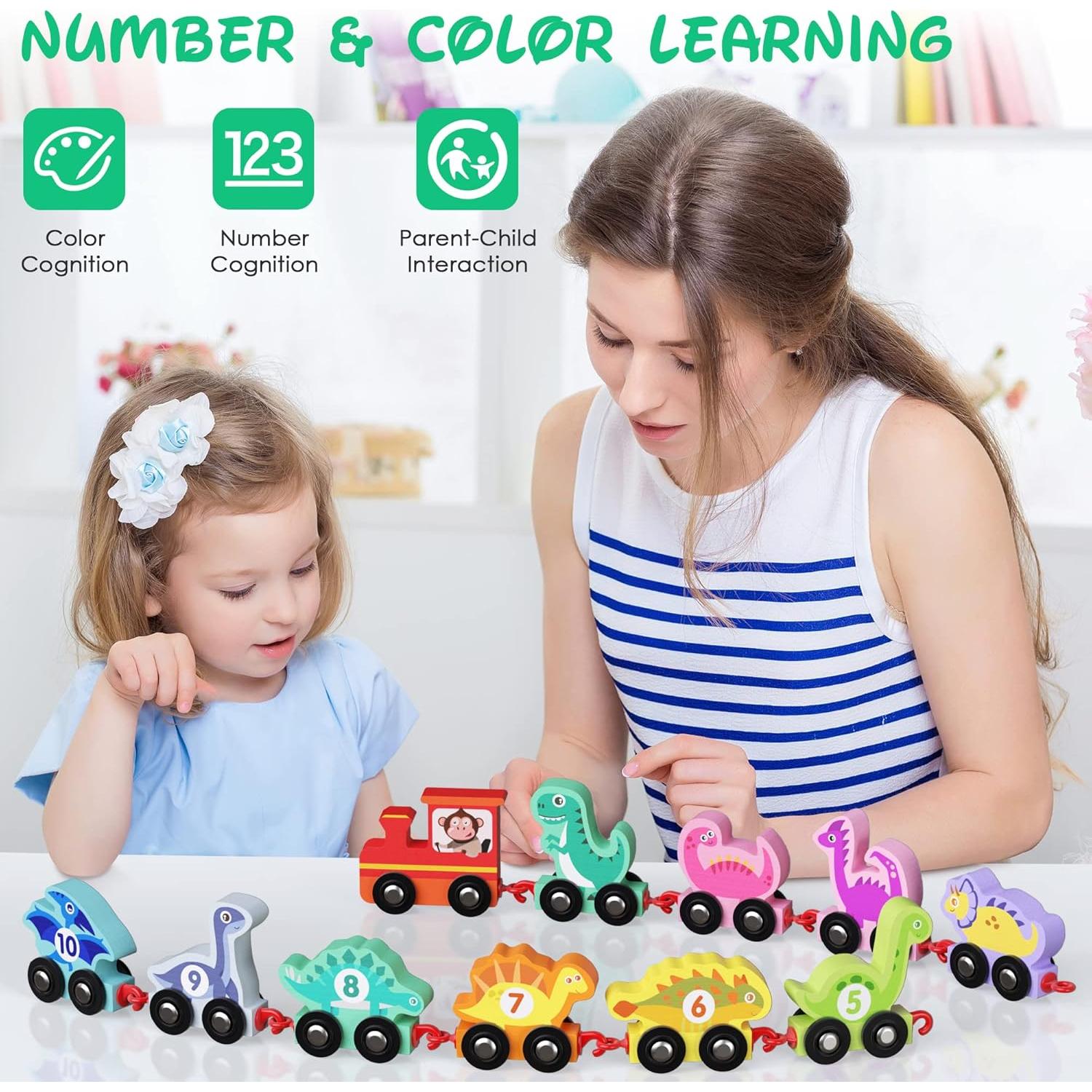 Juego de Tren de Dinosaurios de Madera ShenZhen 0.49 kg