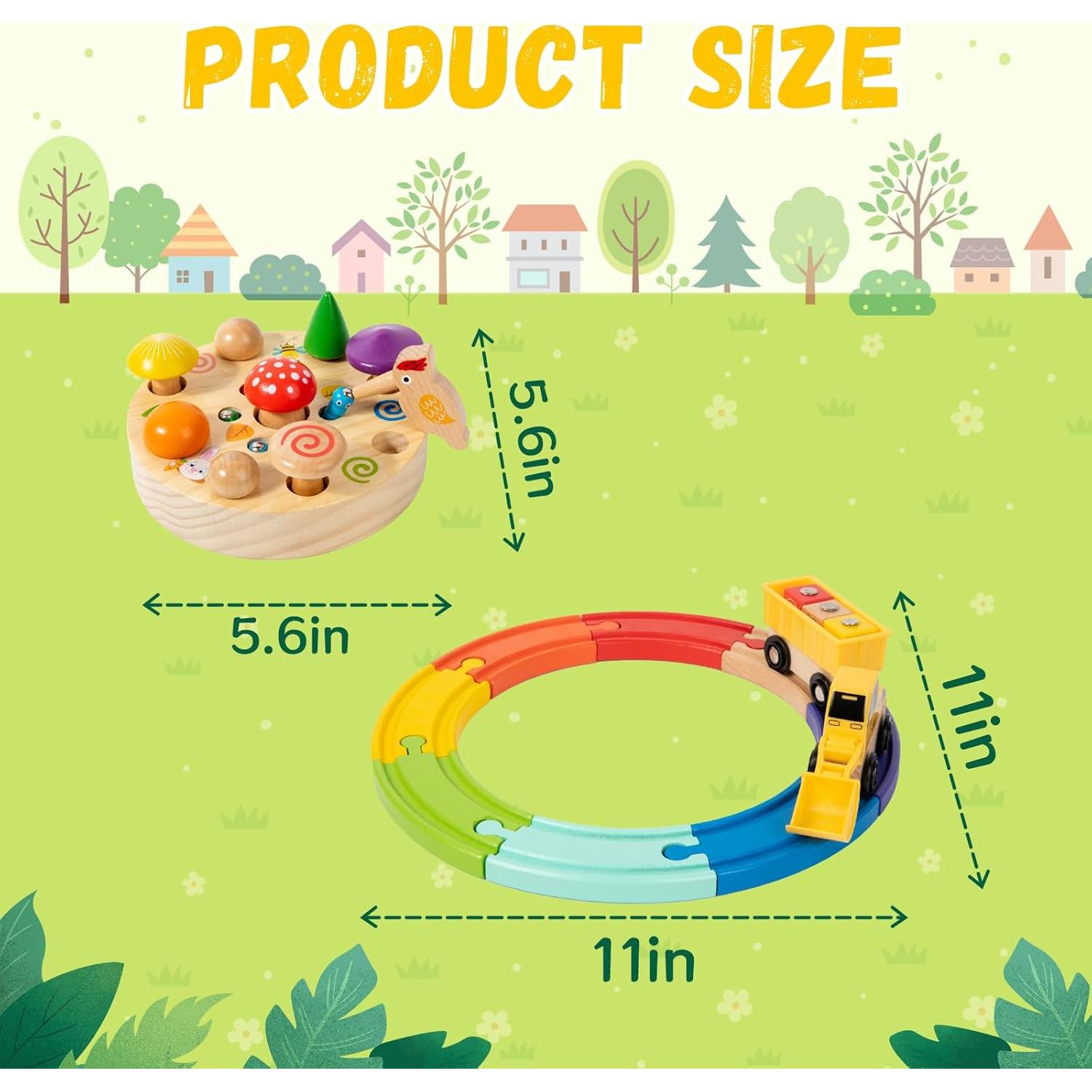 Juego de tren de madera Adena Montessori 3 en 1 para niños