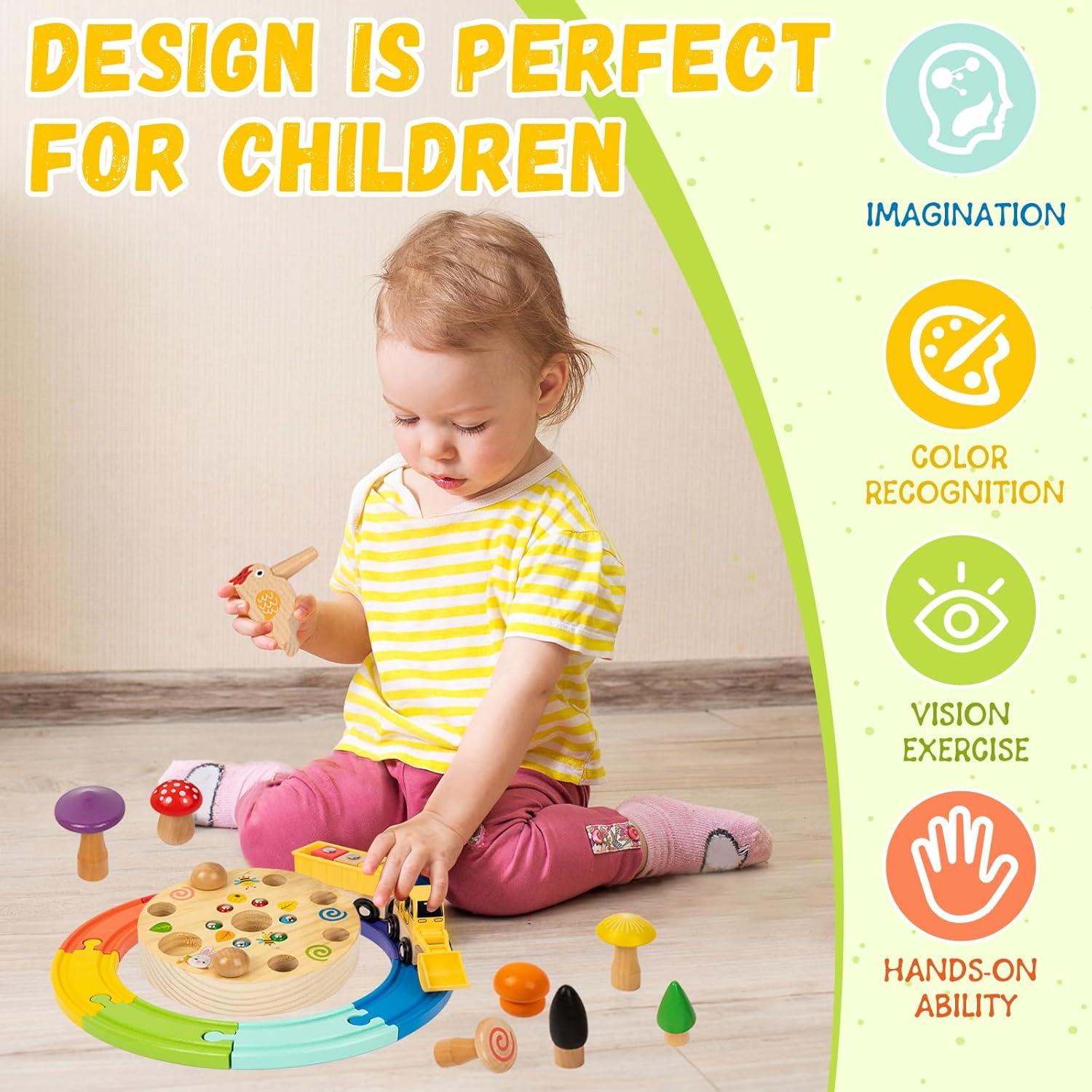 Juego de tren de madera Adena Montessori 3 en 1 para niños