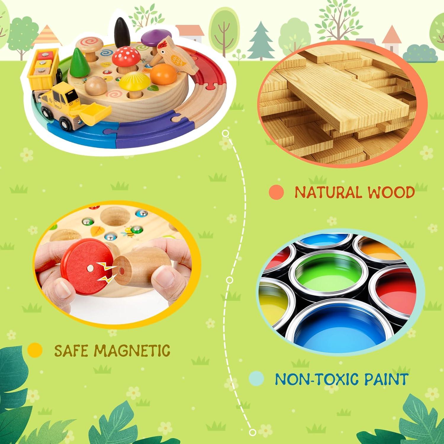 Juego de tren de madera Adena Montessori 3 en 1 para niños