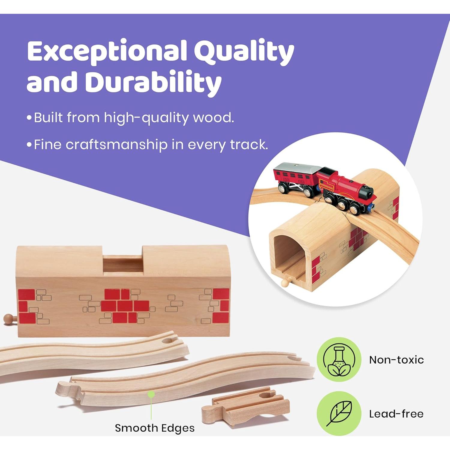 Puente y Túnel de Madera para Trenes Maxim 50430 - Compatible con Thomas