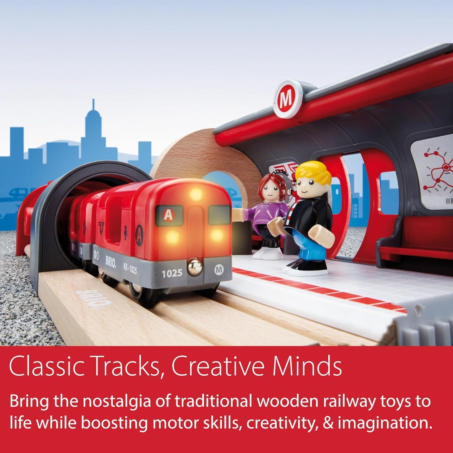 Conjunto de Ferrocarril Metro BRIO 20 Piezas con Luz y Sonido