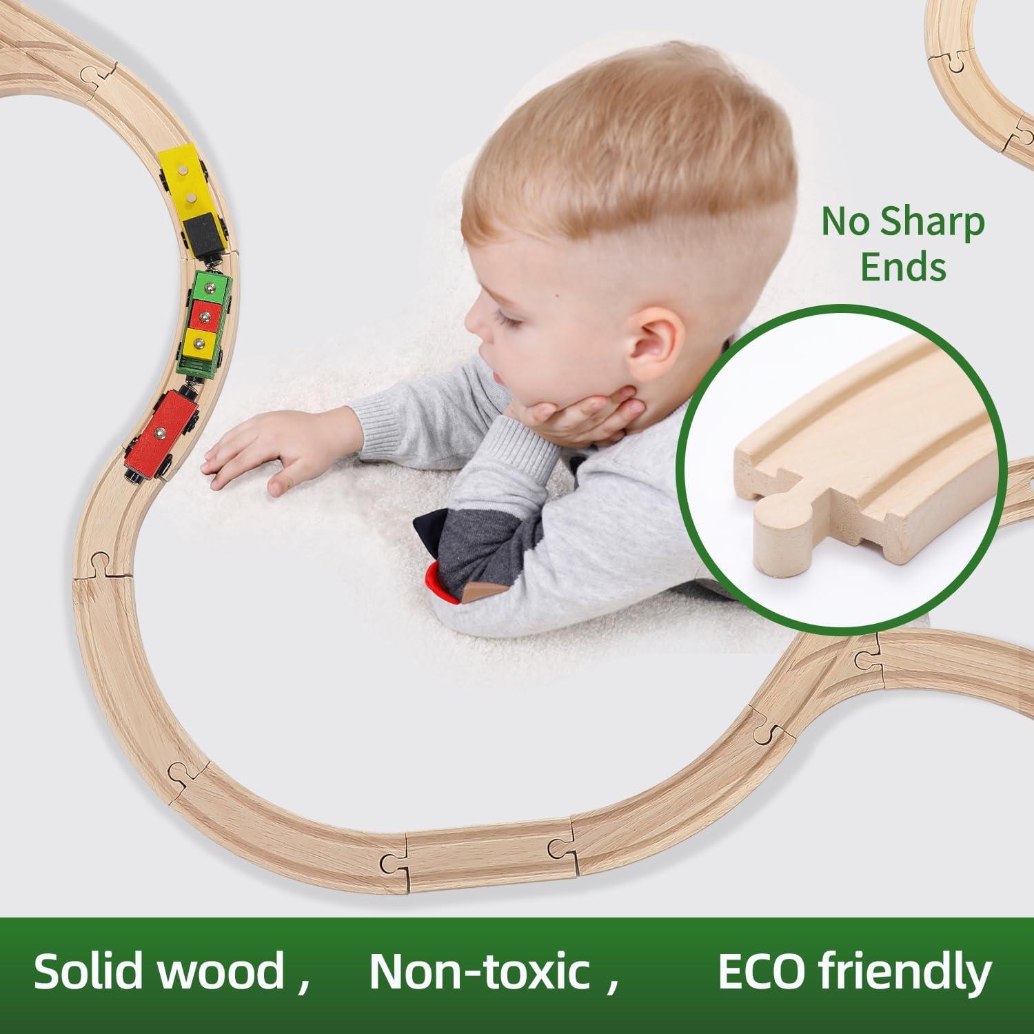 Juego de Pistas de Tren de Madera KiToyWod 62 Piezas