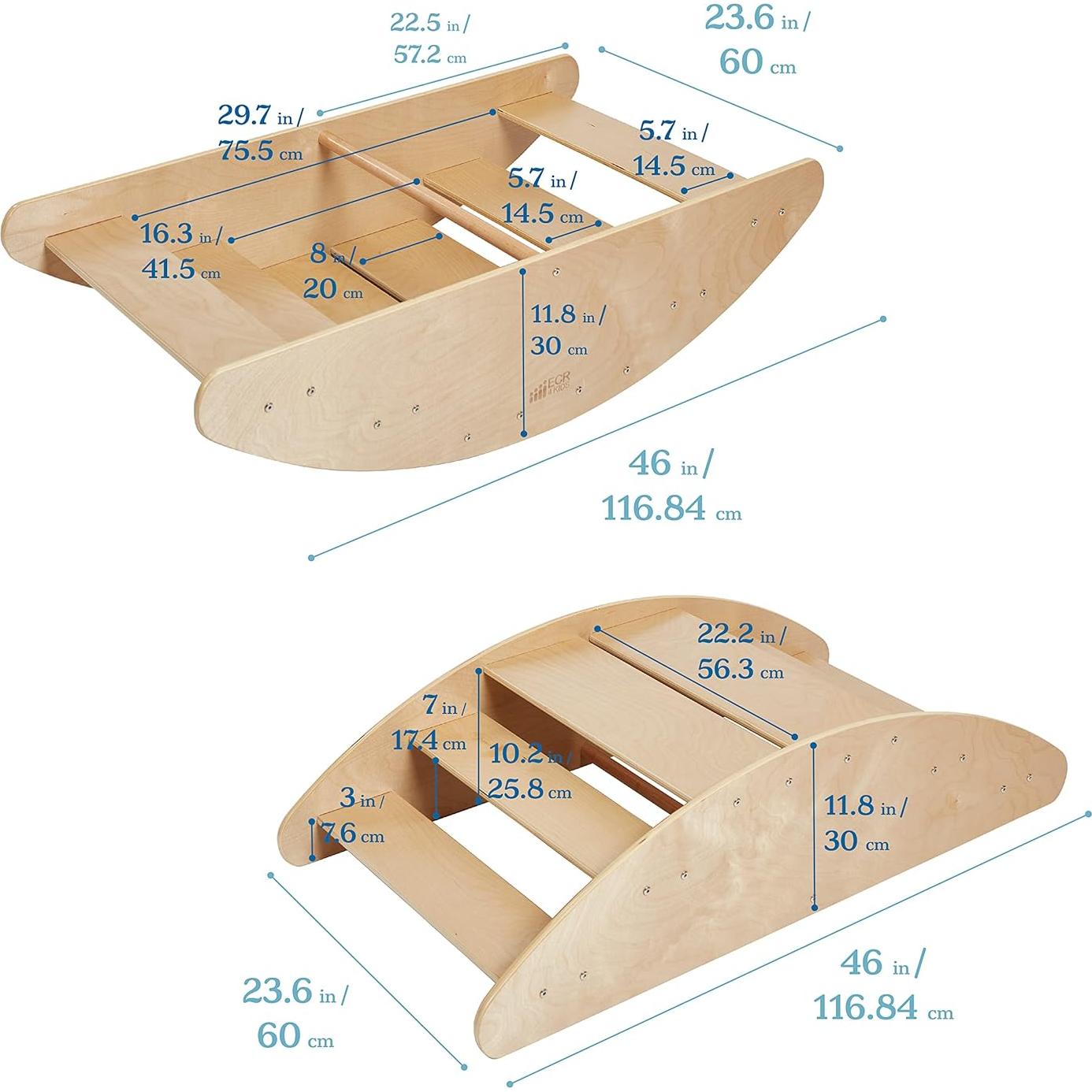 Barco Mecedor ECR4Kids Natural con Escaleras 116.8x60 cm
