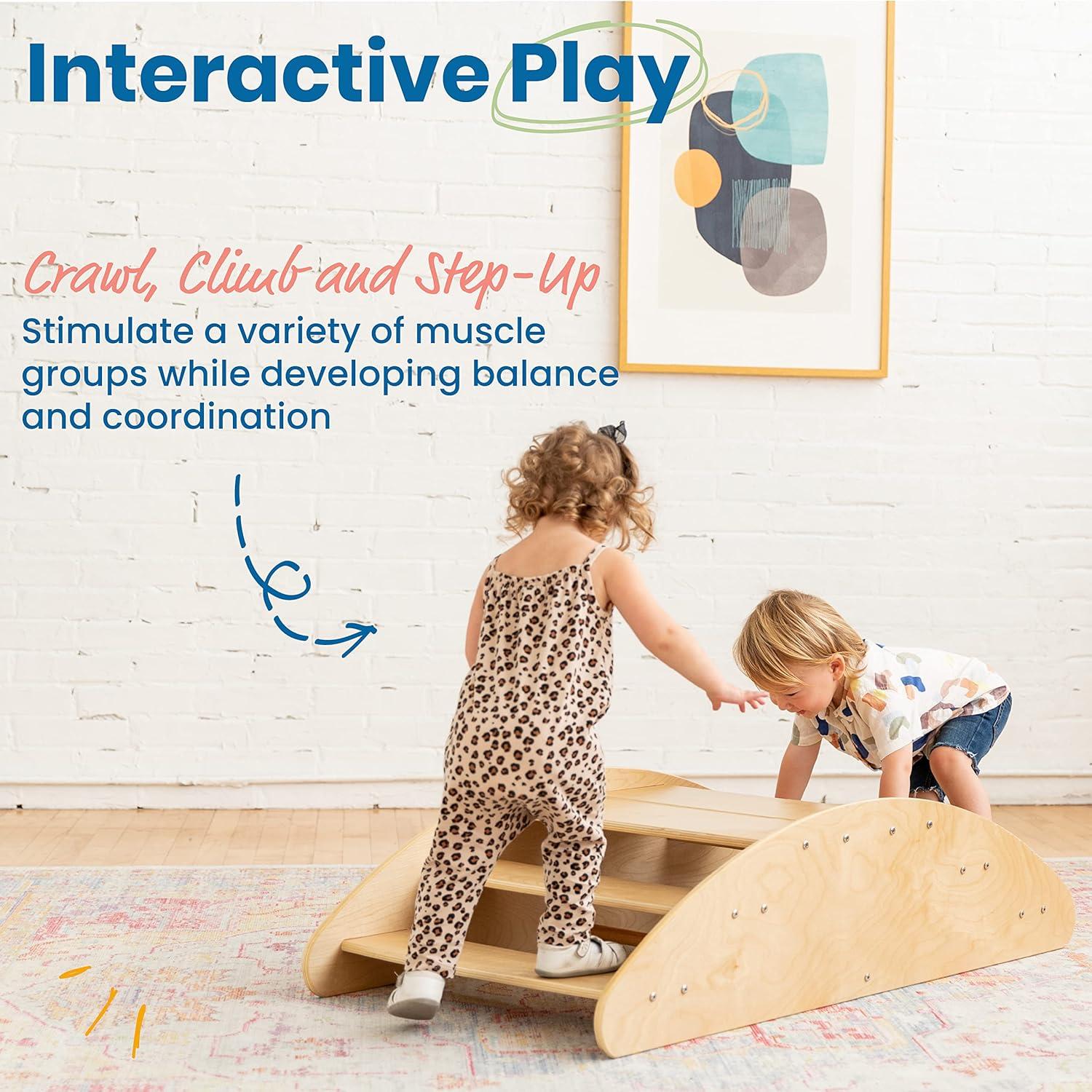 Barco Mecedor ECR4Kids Natural con Escaleras 116.8x60 cm