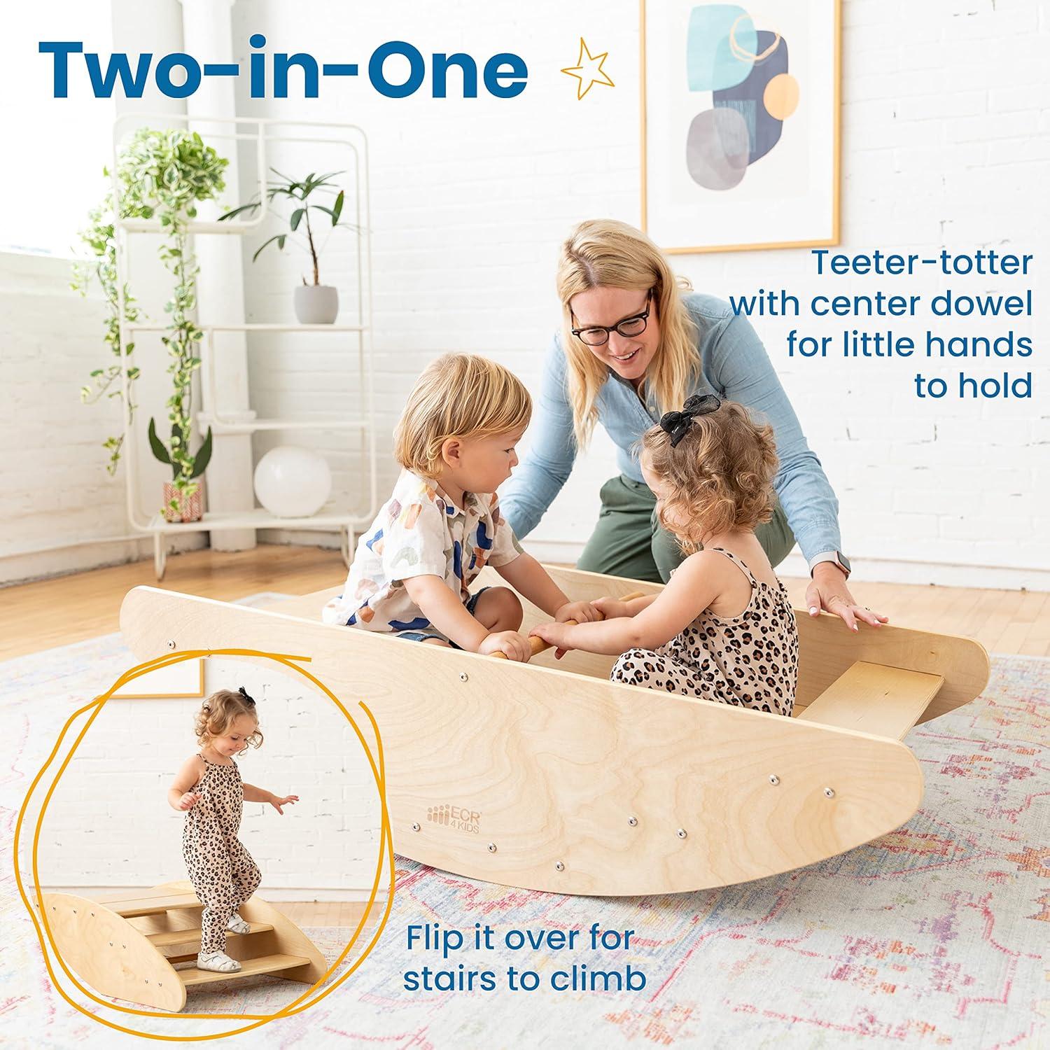 Barco Mecedor ECR4Kids Natural con Escaleras 116.8x60 cm