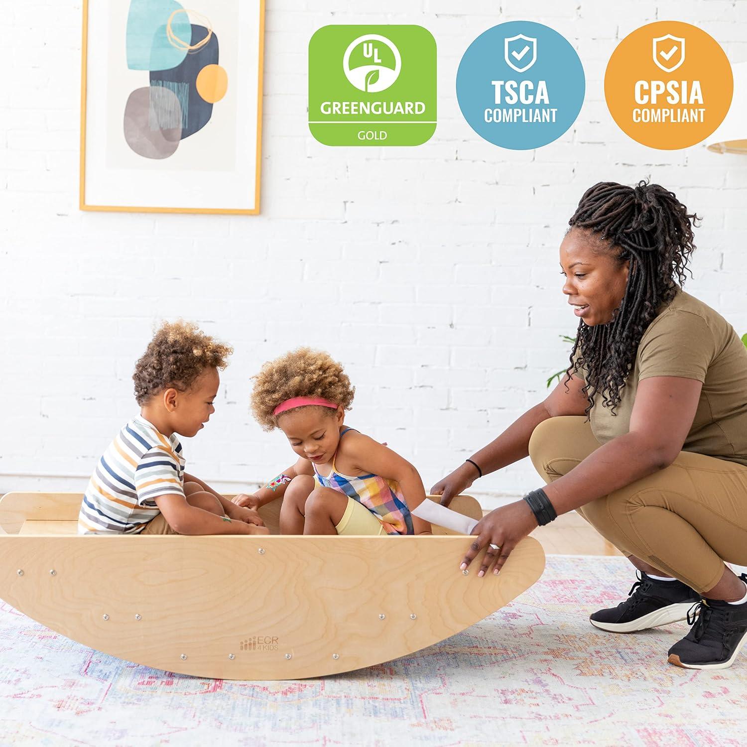 Barco Mecedor ECR4Kids Natural con Escaleras 116.8x60 cm