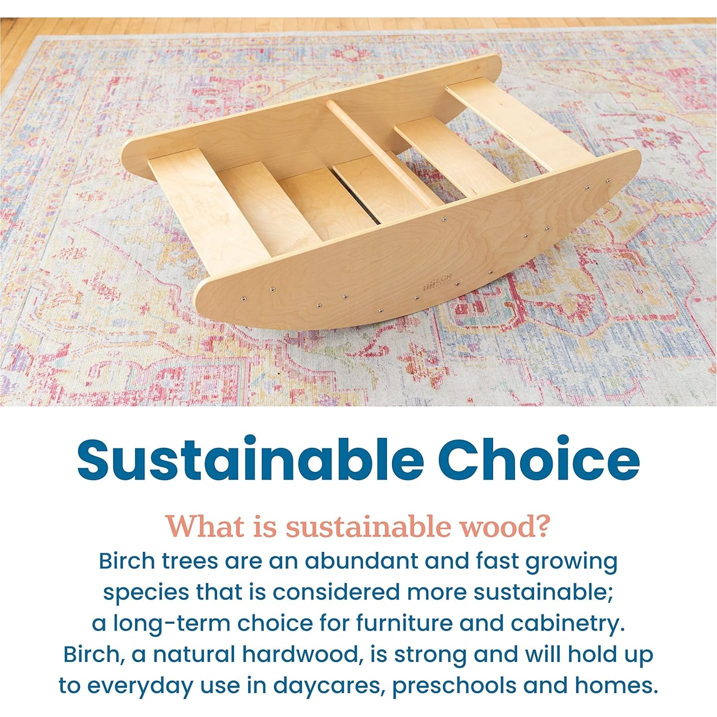 Barco Mecedor ECR4Kids Natural con Escaleras 116.8x60 cm