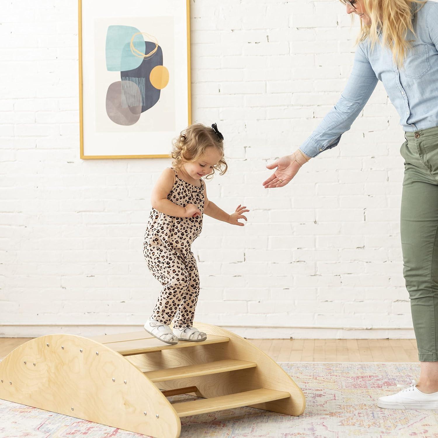 Barco Mecedor ECR4Kids Natural con Escaleras 116.8x60 cm