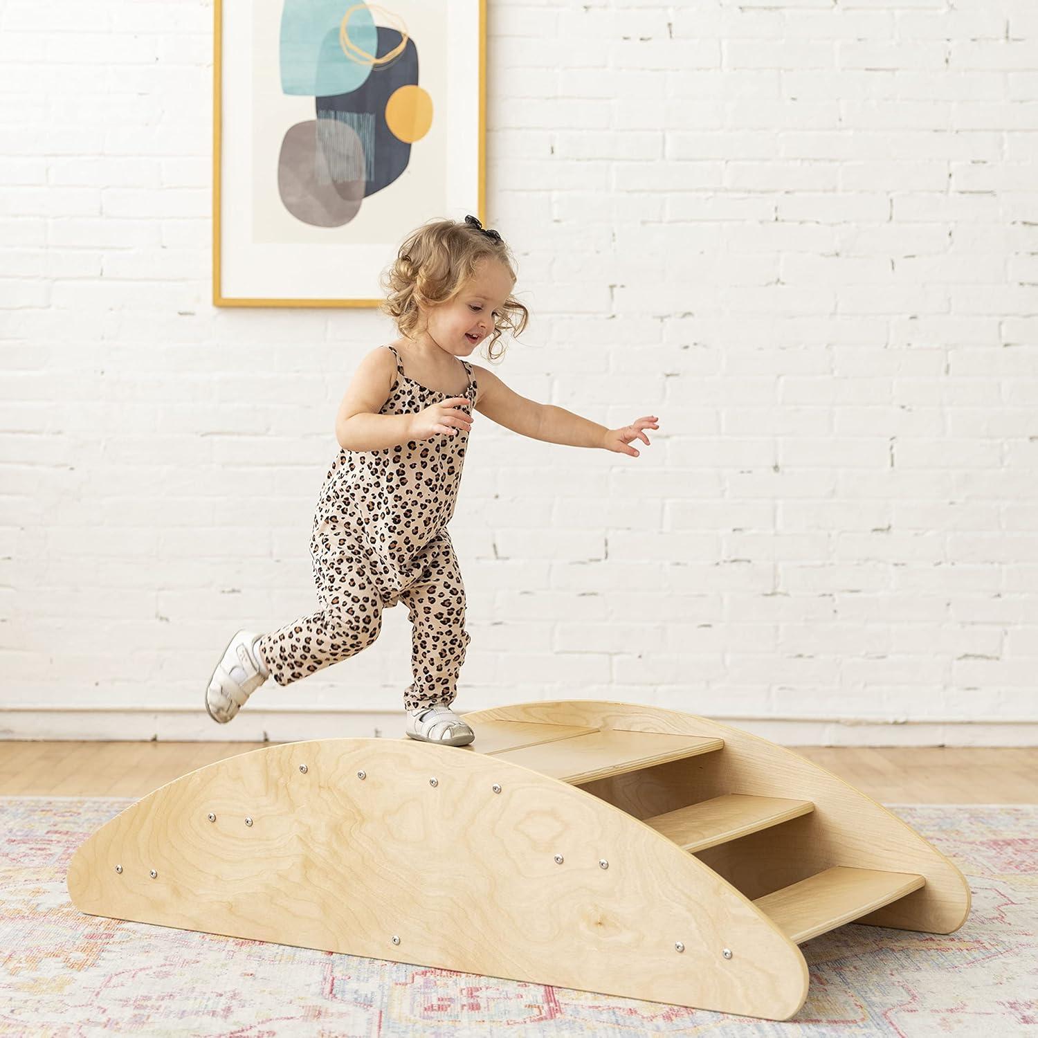 Barco Mecedor ECR4Kids Natural con Escaleras 116.8x60 cm