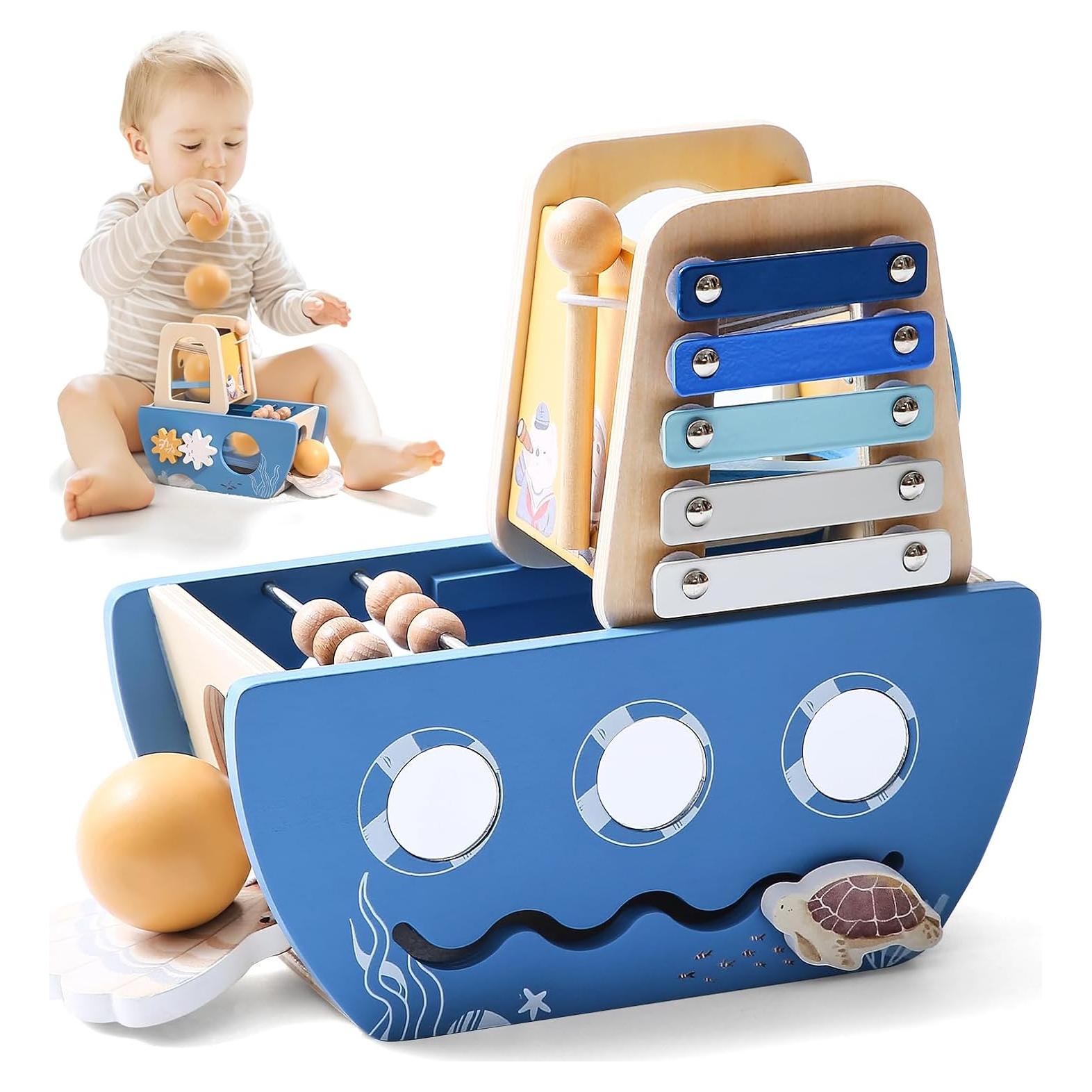 Cubo de Actividad de Madera Promise Babe 5 en 1 Oceánico