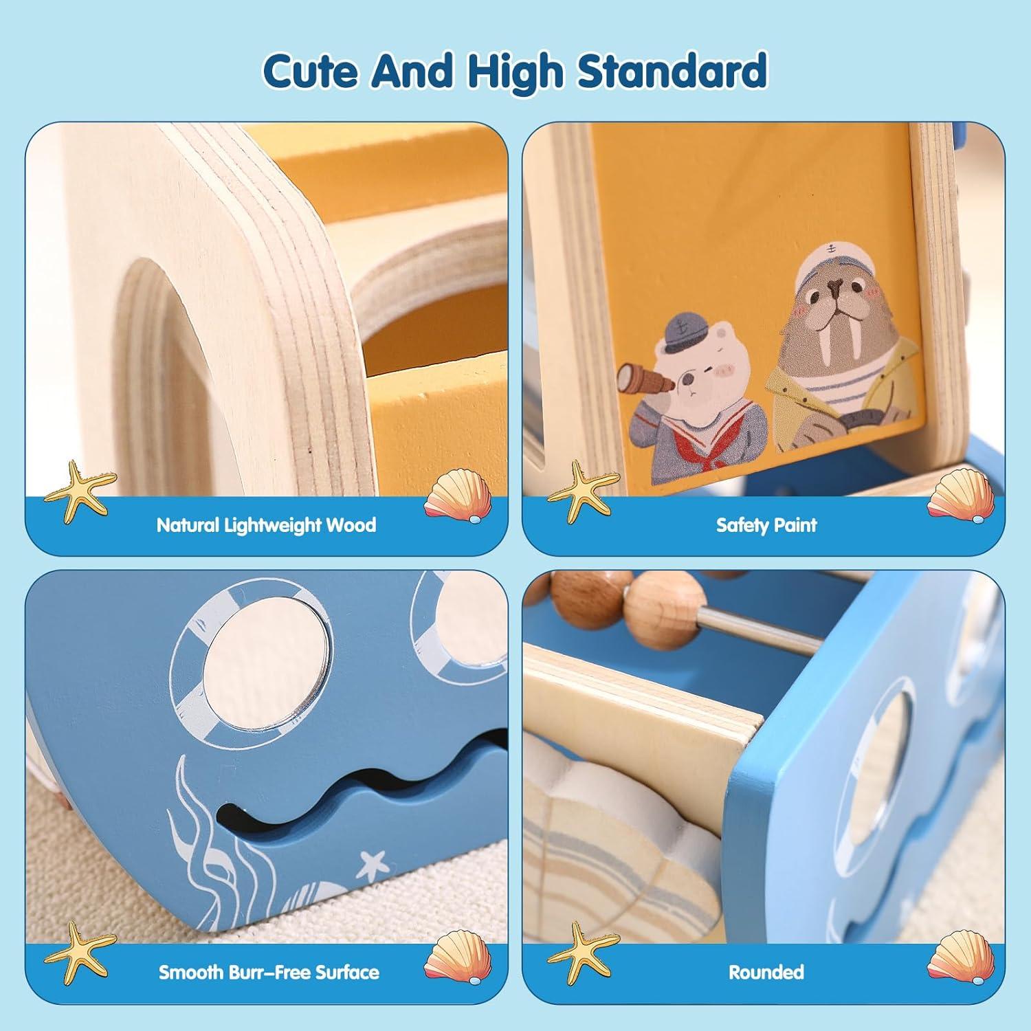 Cubo de Actividad de Madera Promise Babe 5 en 1 Oceánico