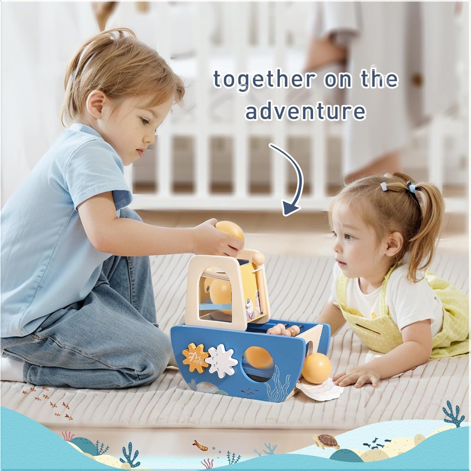 Cubo de Actividad de Madera Promise Babe 5 en 1 Oceánico