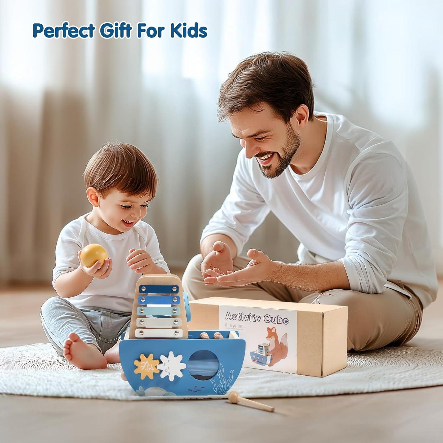 Cubo de Actividad de Madera Promise Babe 5 en 1 Oceánico