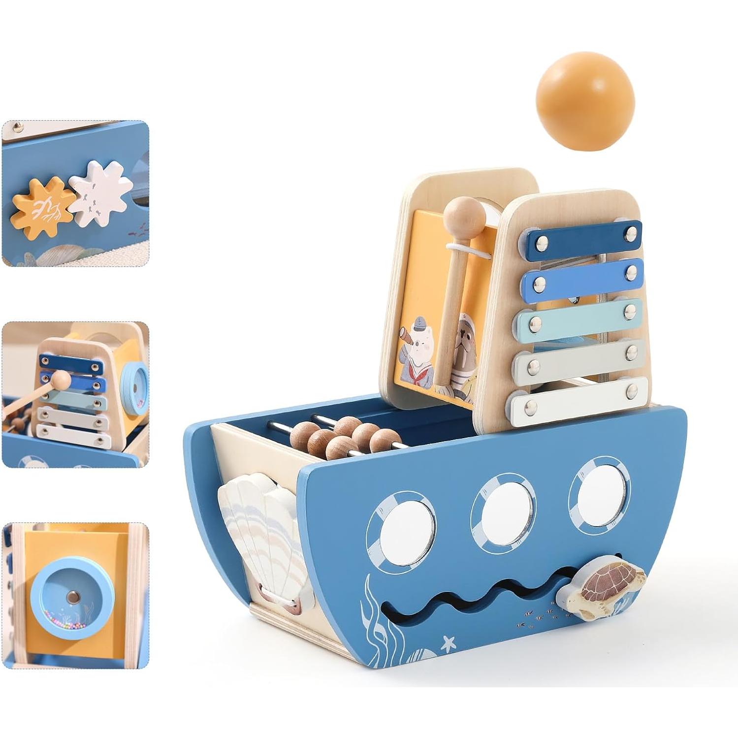 Cubo de Actividad de Madera Promise Babe 5 en 1 Oceánico