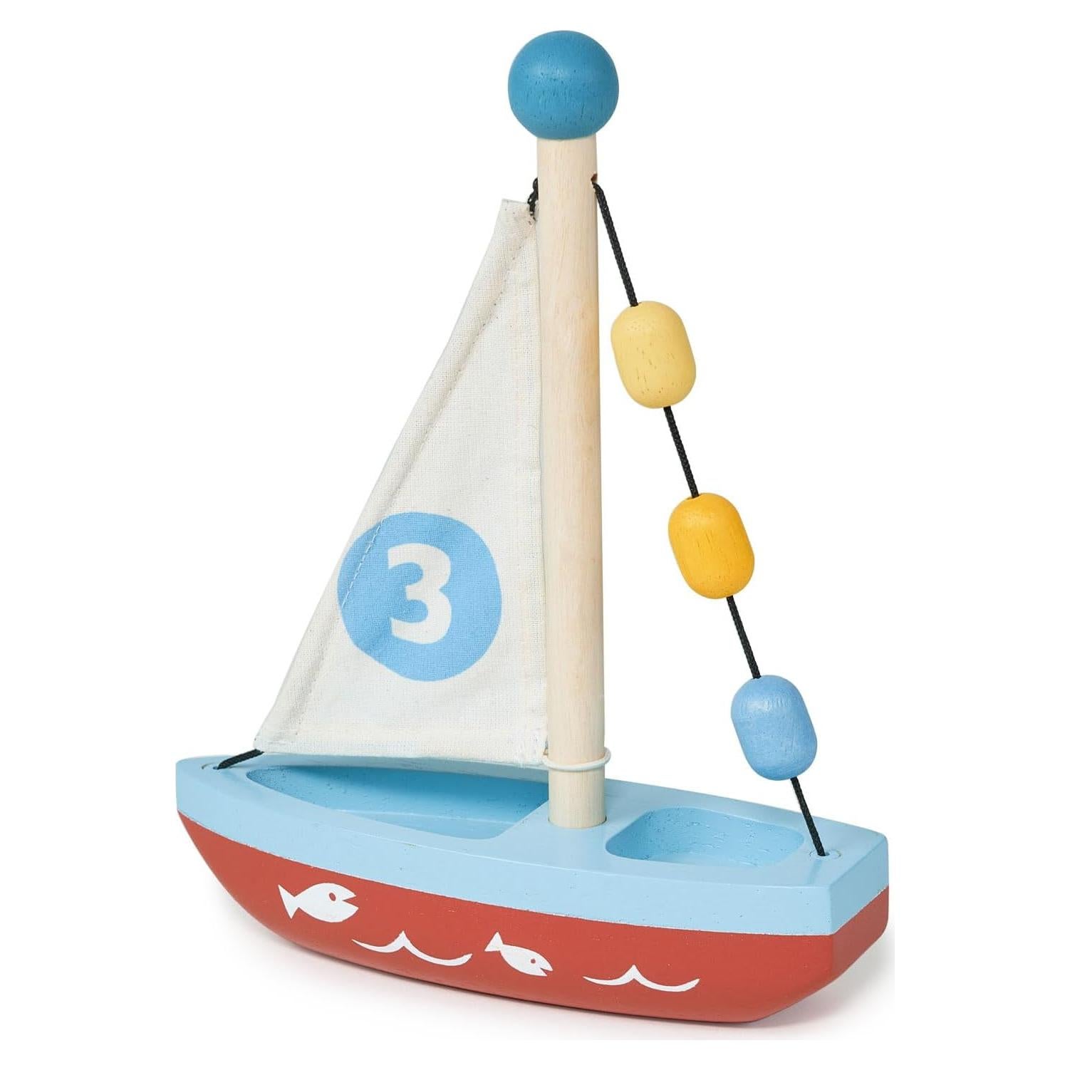 Barco de Vela de Madera Mentari - Juguete Imaginativo 15.5cm