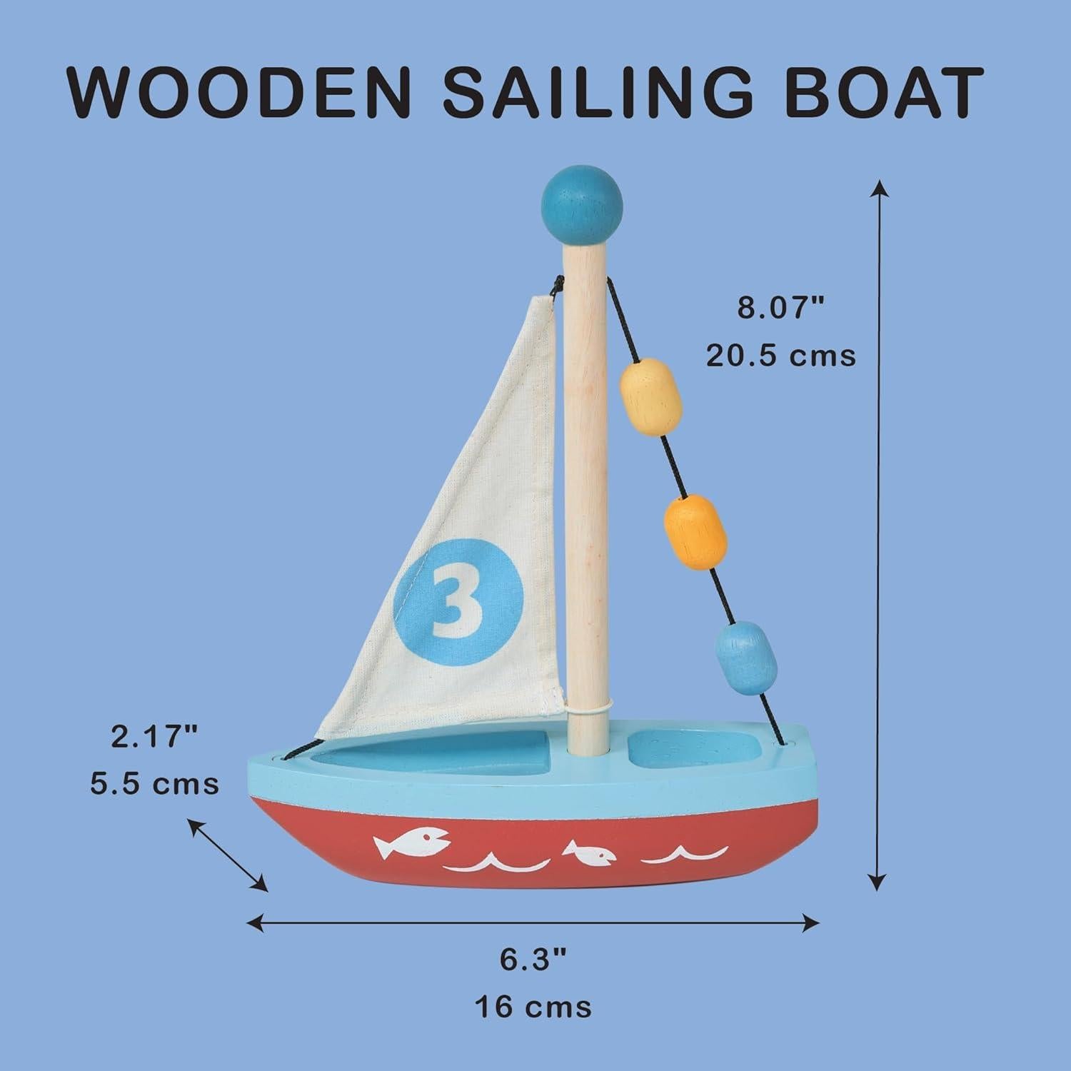 Barco de Vela de Madera Mentari - Juguete Imaginativo 15.5cm